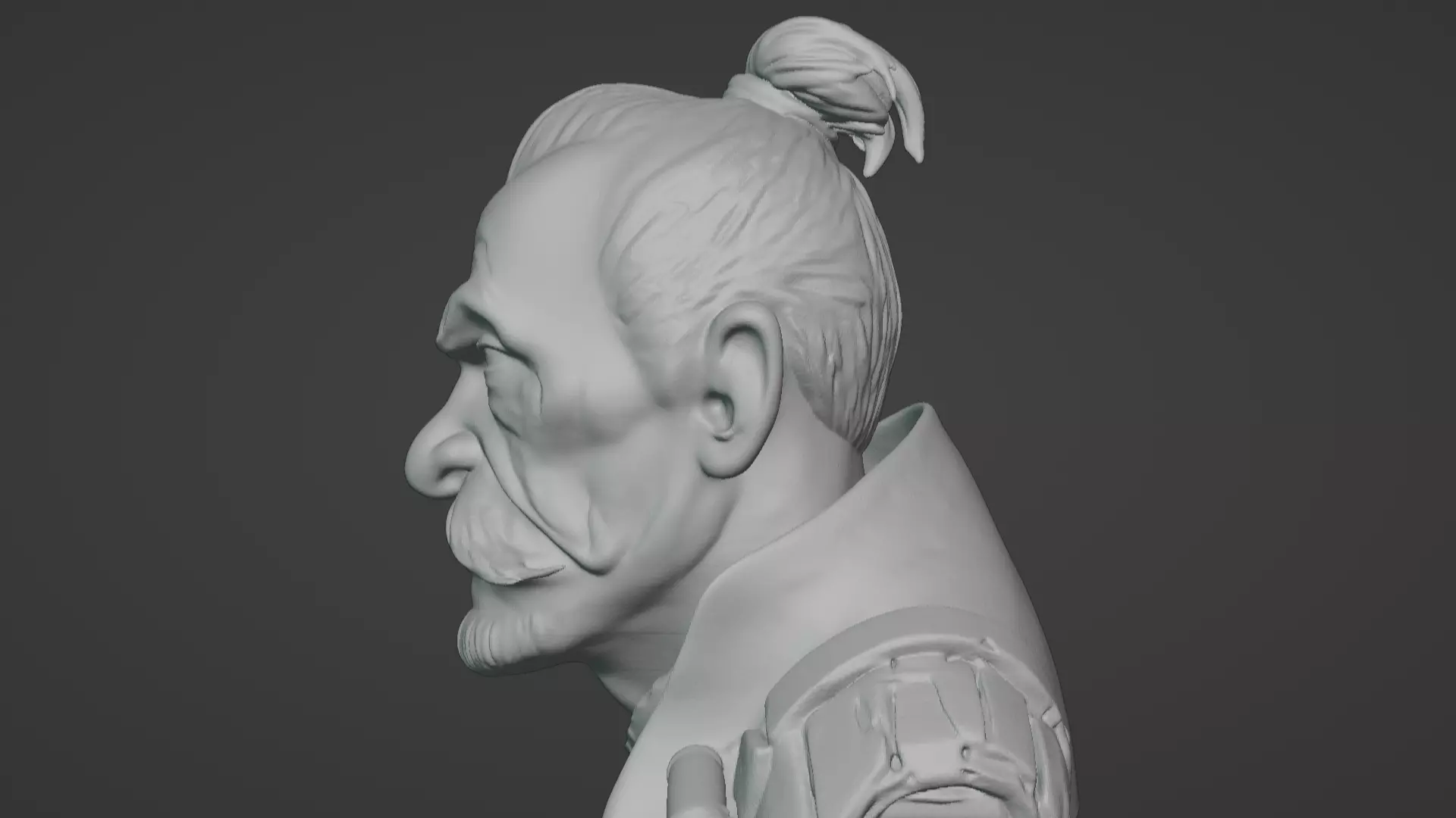 Old Samurai Master Head Bust  3D print model_70
