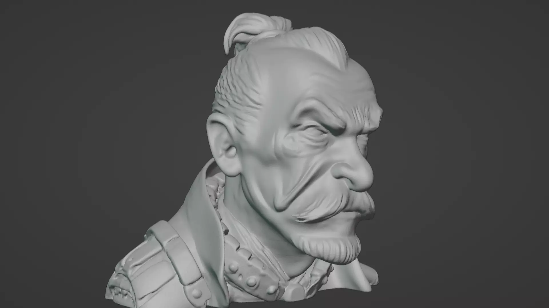 Old Samurai Master Head Bust  3D print model_8