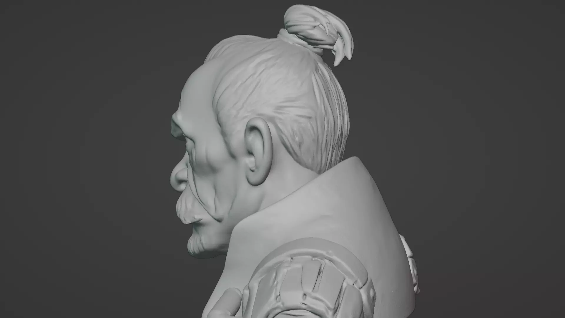 Old Samurai Master Head Bust  3D print model_82