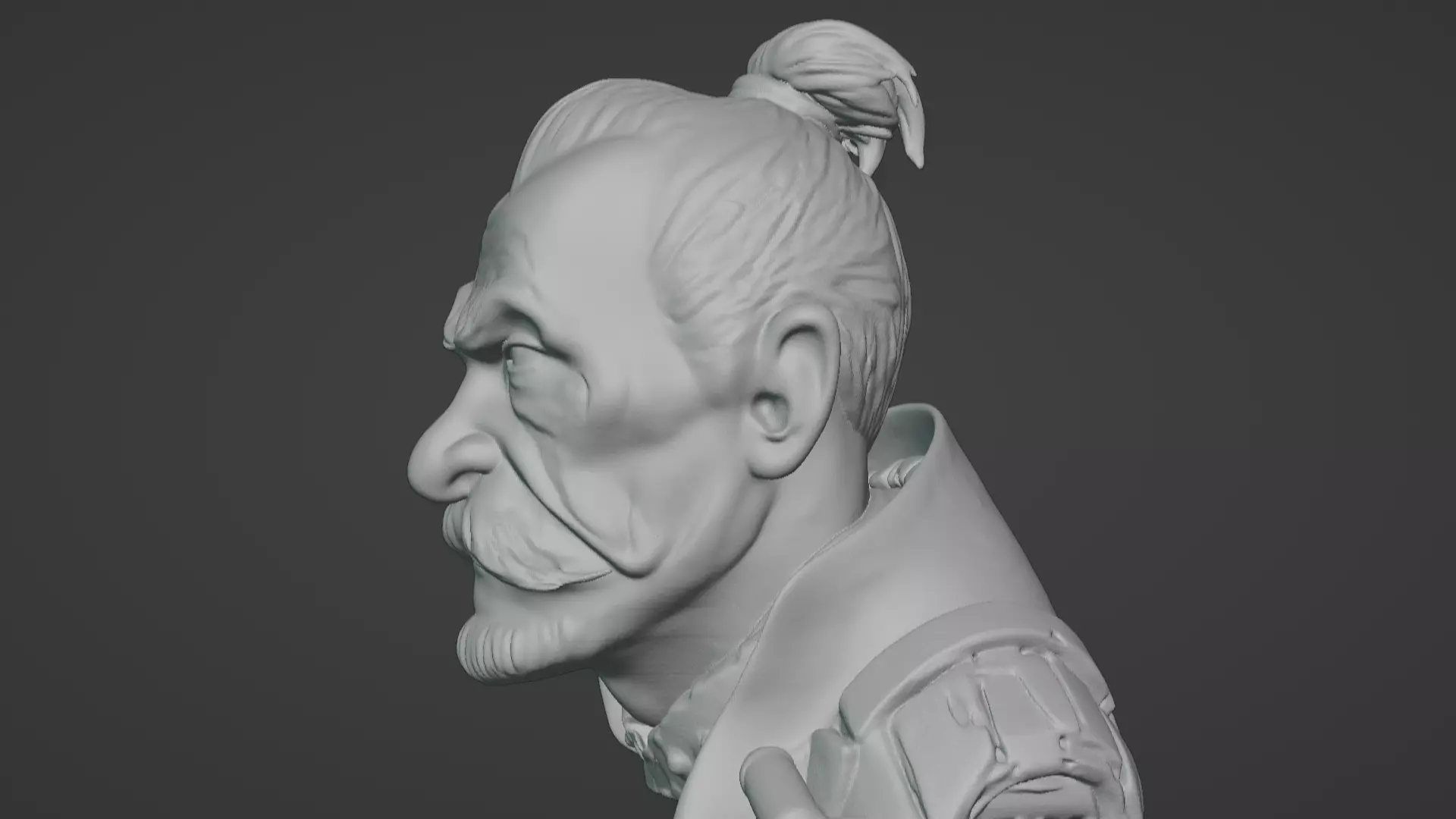 Old Samurai Master Head Bust  3D print model_76