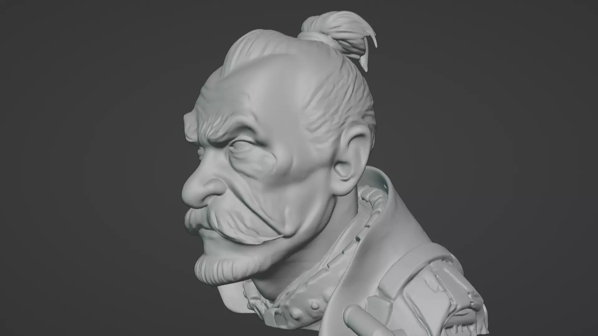 Old Samurai Master Head Bust  3D print model_73