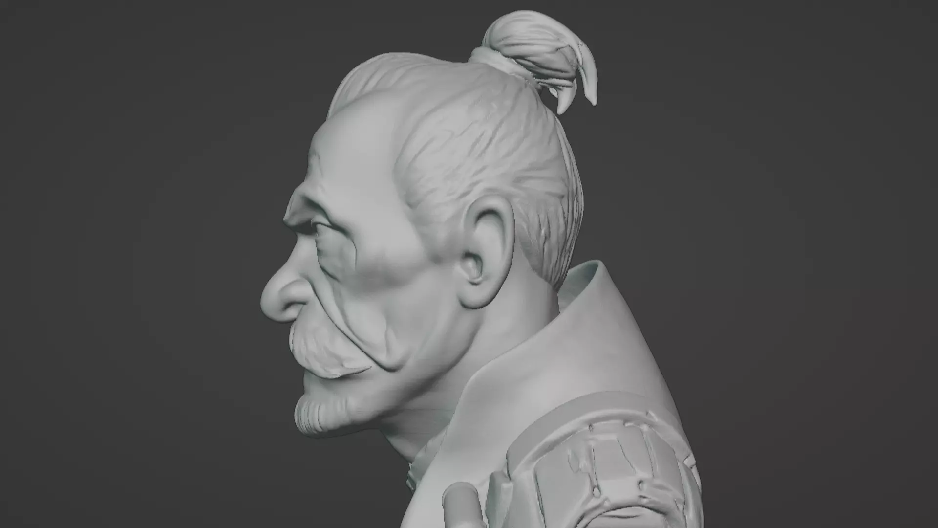 Old Samurai Master Head Bust  3D print model_77