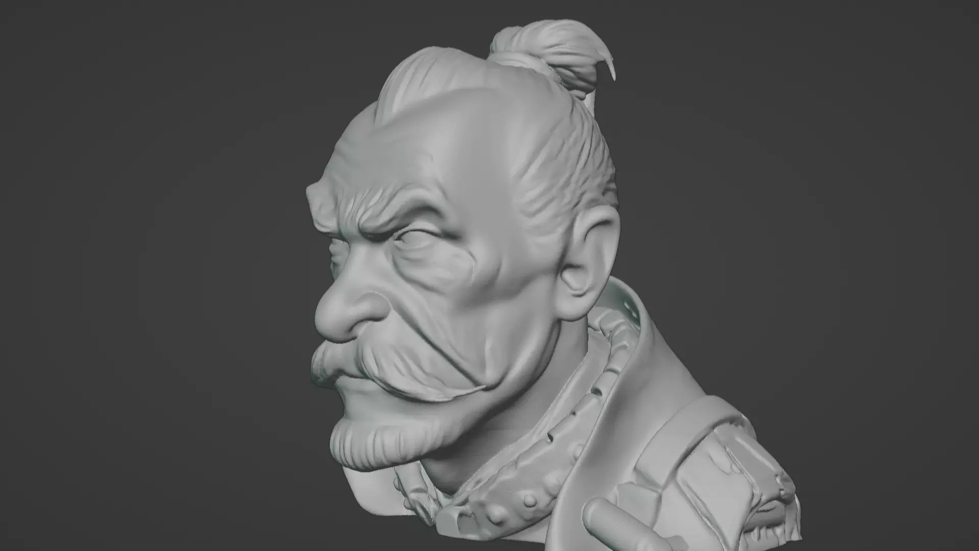 Old Samurai Master Head Bust  3D print model_67