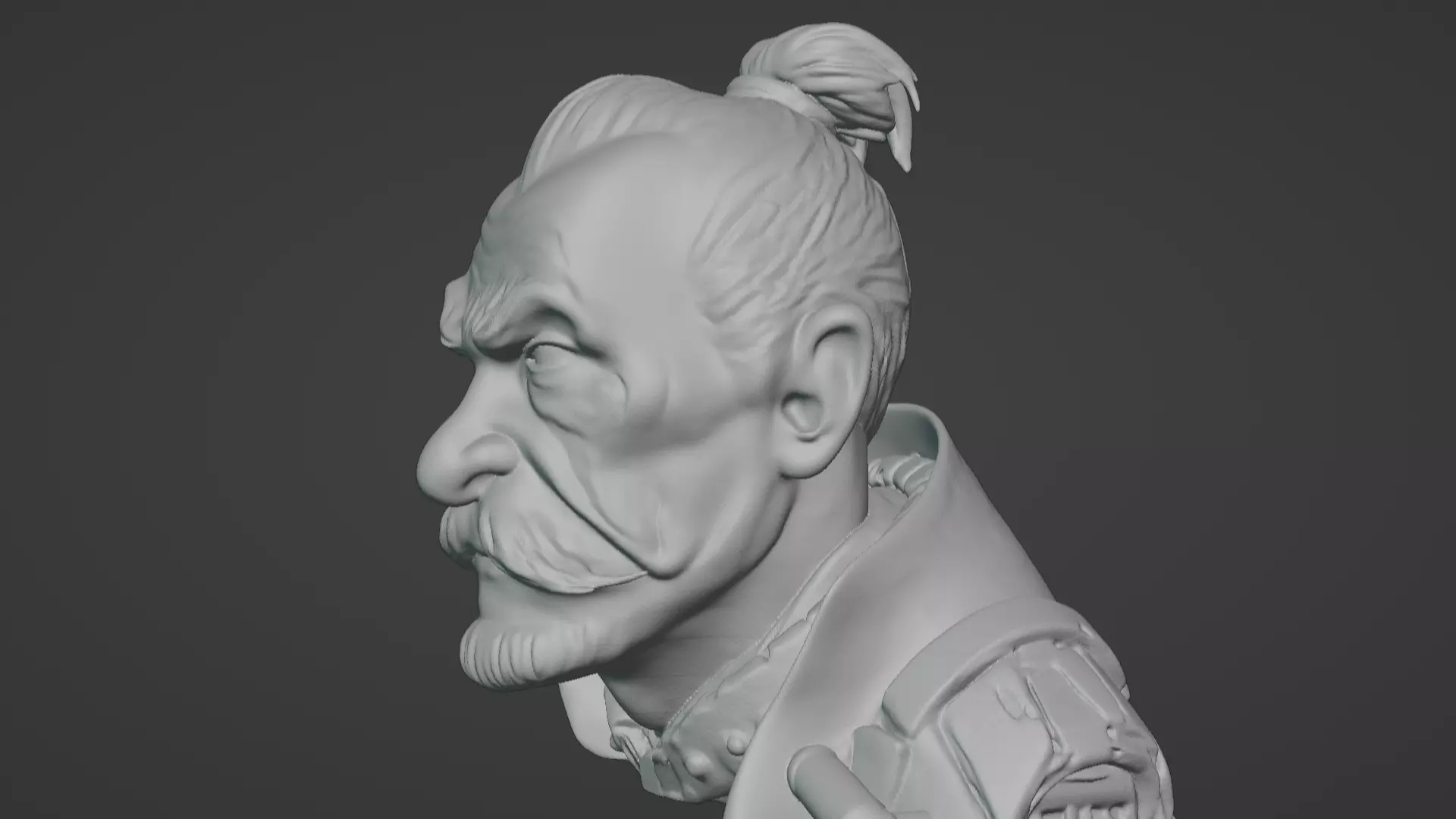 Old Samurai Master Head Bust  3D print model_75
