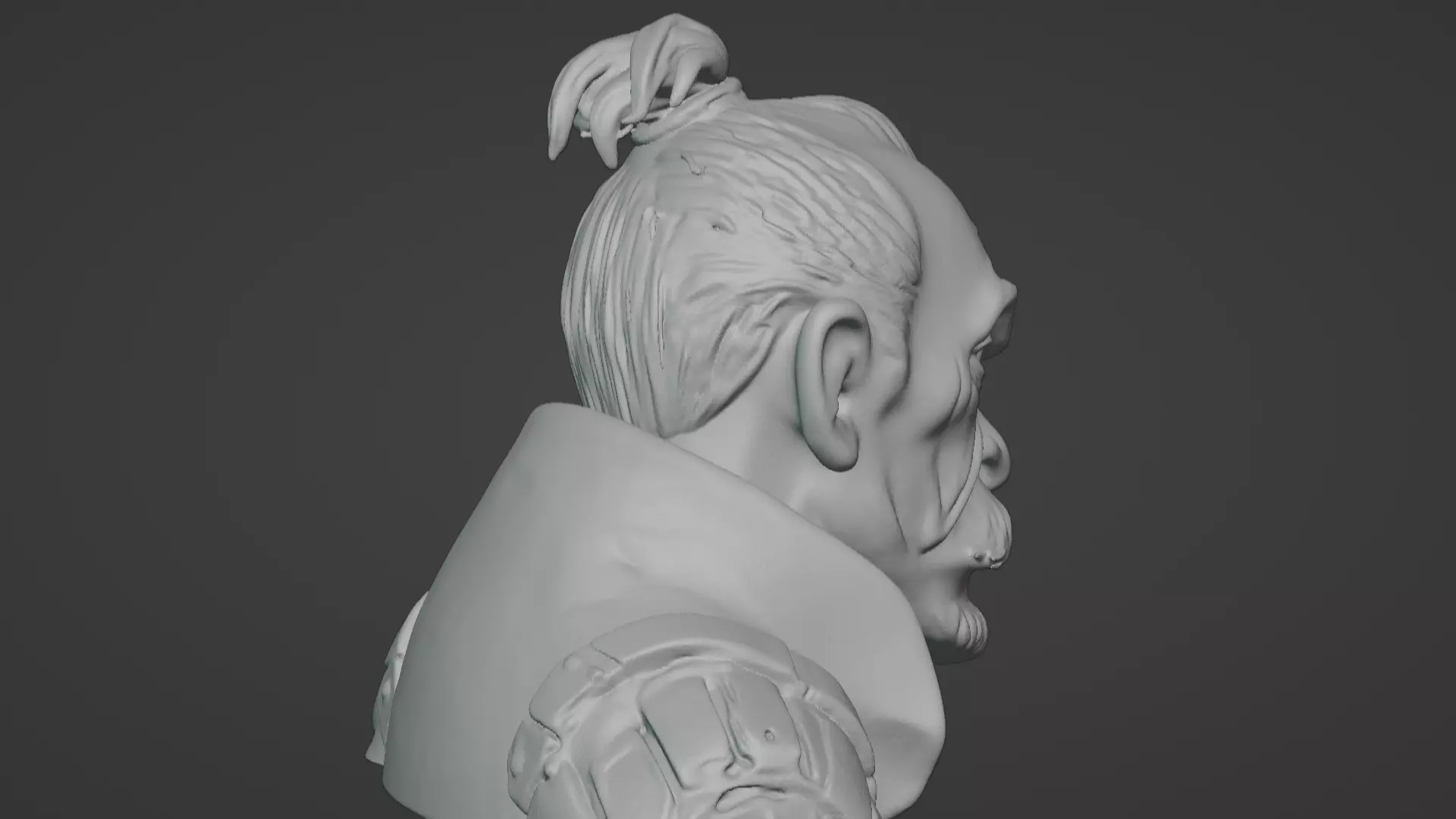 Old Samurai Master Head Bust  3D print model_44