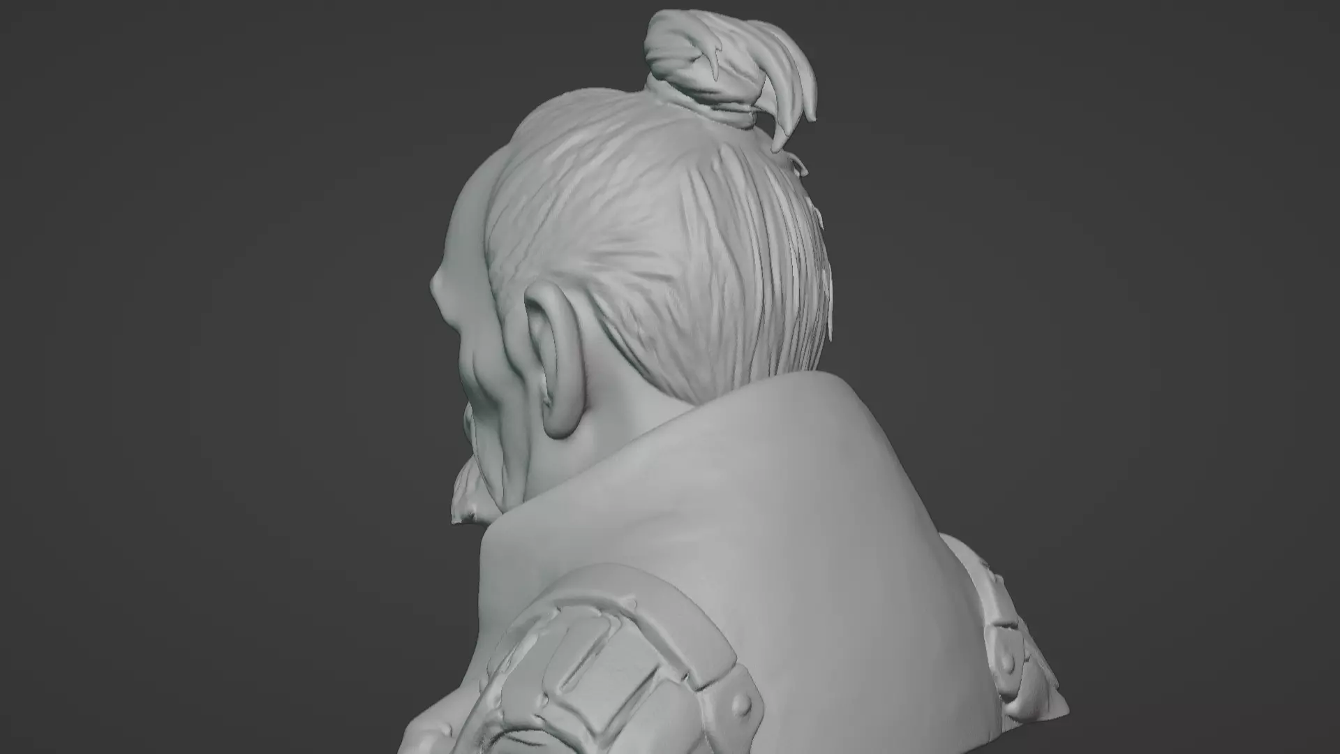 Old Samurai Master Head Bust  3D print model_81