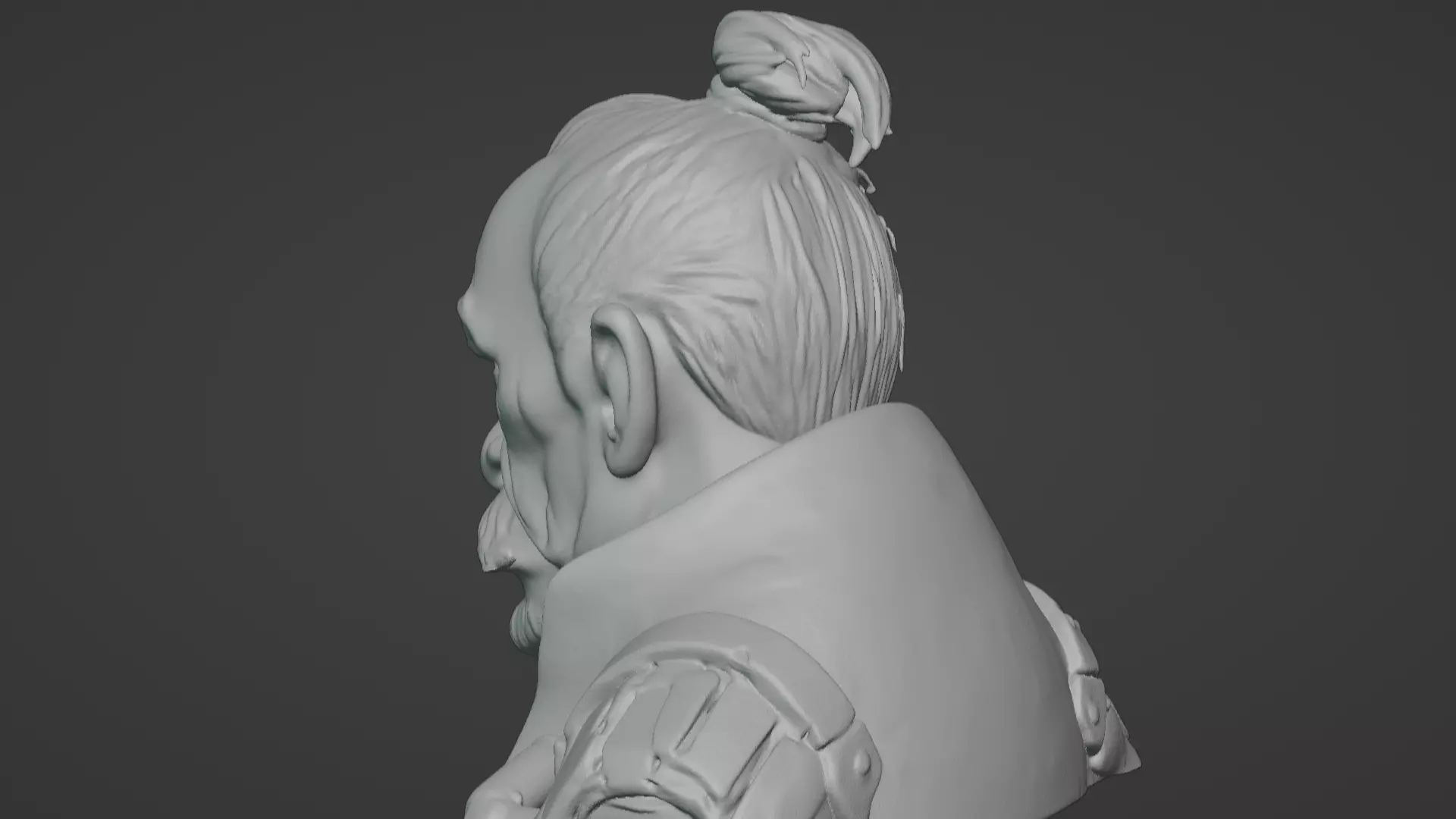 Old Samurai Master Head Bust  3D print model_64