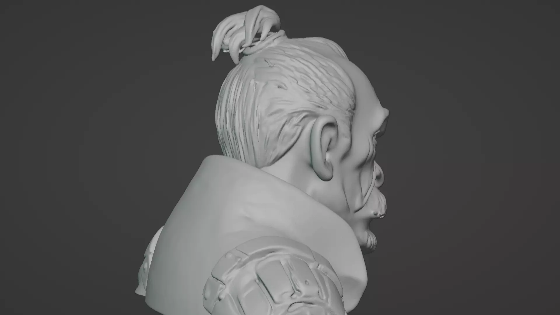 Old Samurai Master Head Bust  3D print model_41