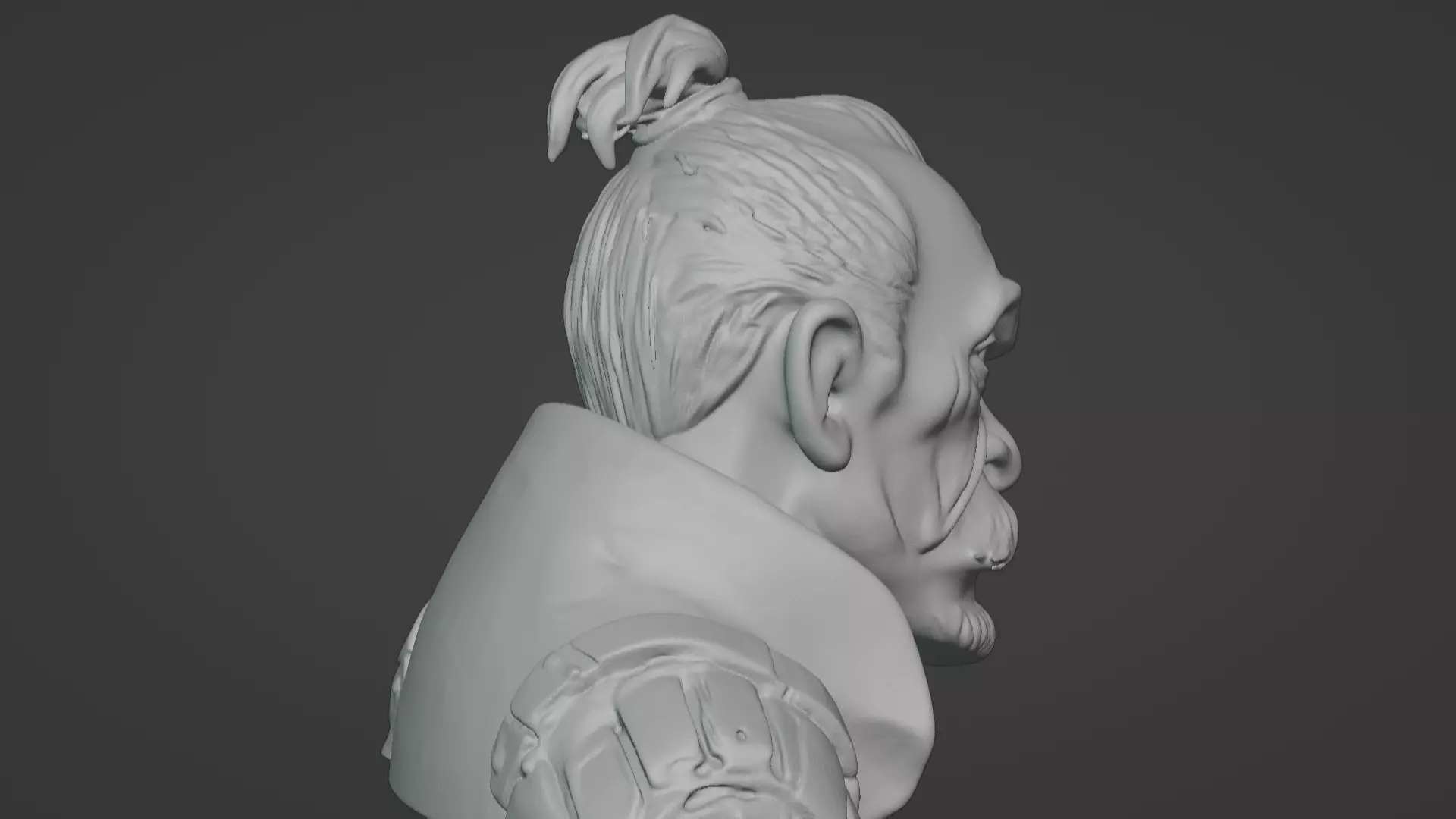 Old Samurai Master Head Bust  3D print model_30