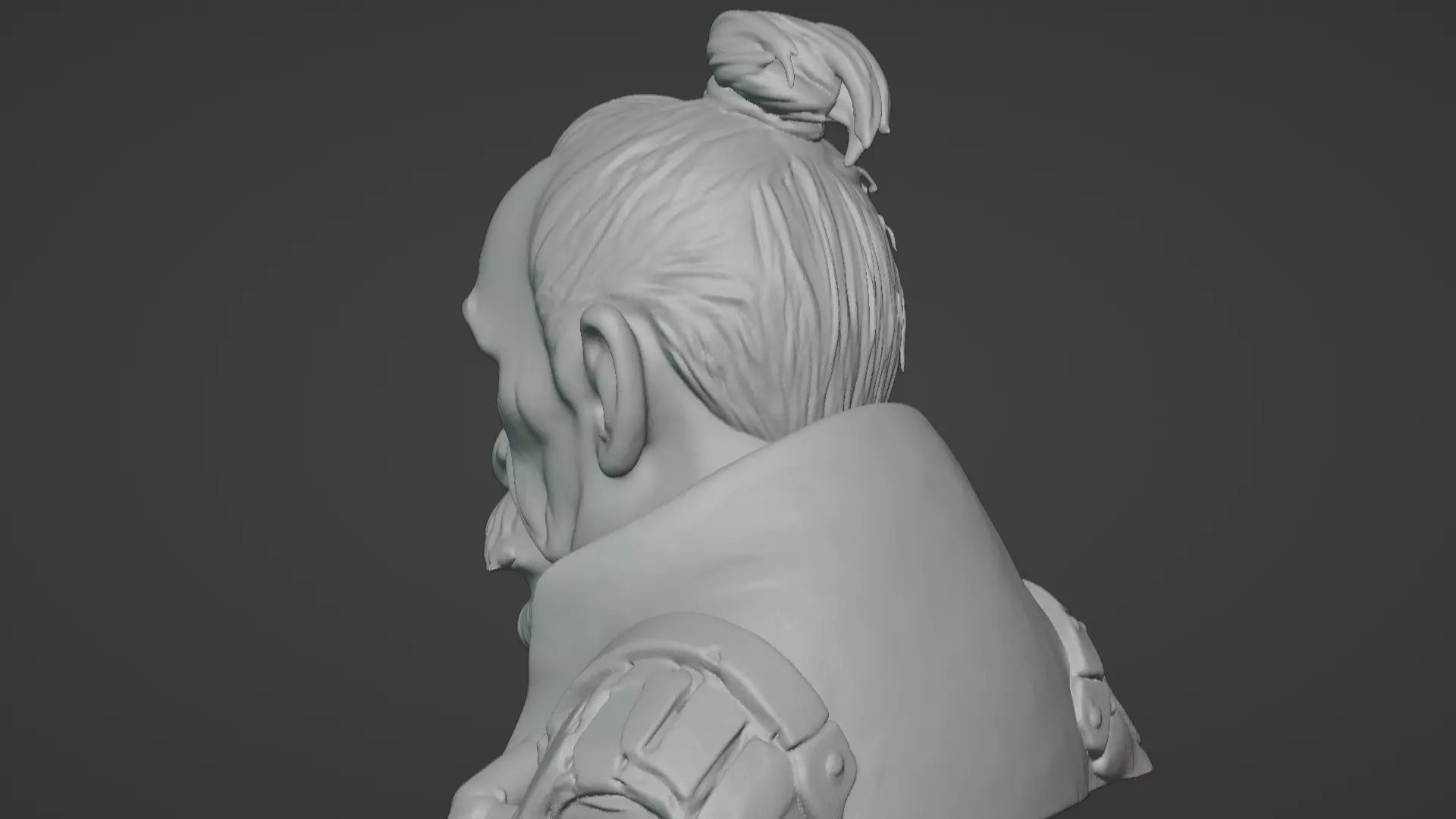 Old Samurai Master Head Bust  3D print model_71