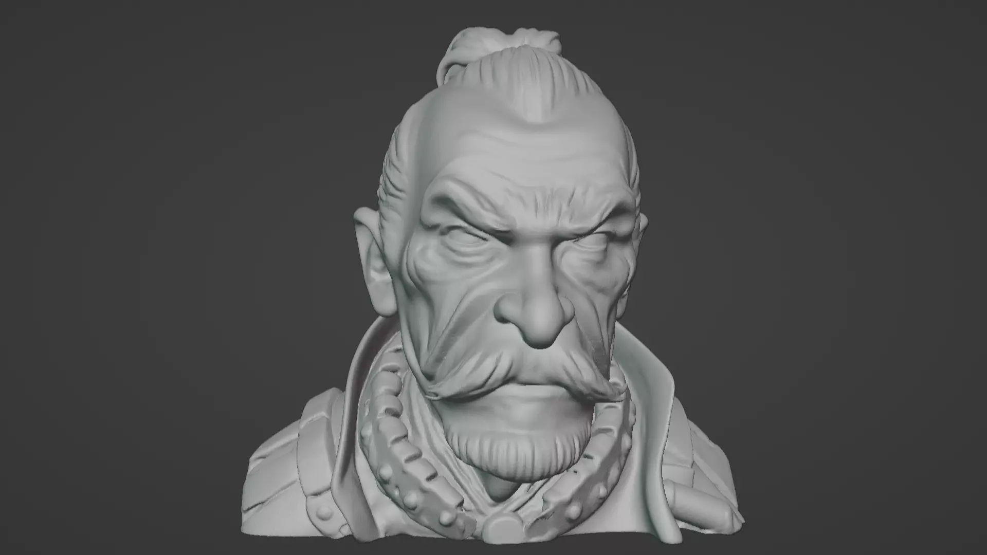 Old Samurai Master Head Bust  3D print model_7