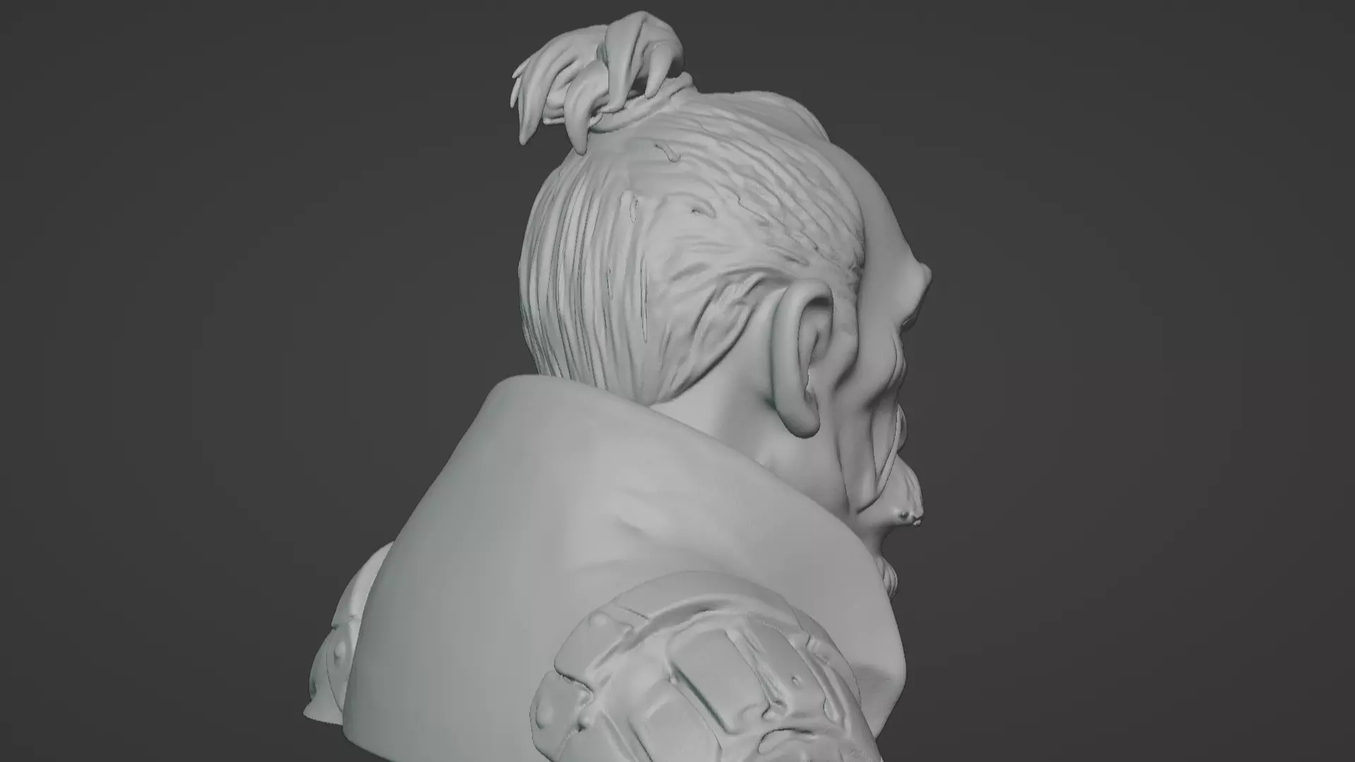 Old Samurai Master Head Bust  3D print model_34