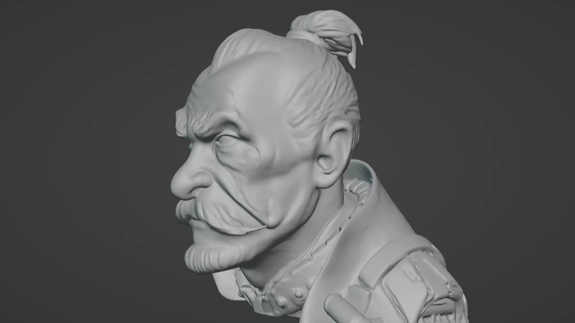 Old Samurai Master Head Bust  3D print model_68