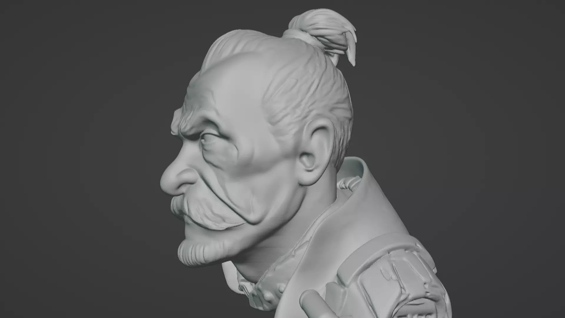 Old Samurai Master Head Bust  3D print model_86