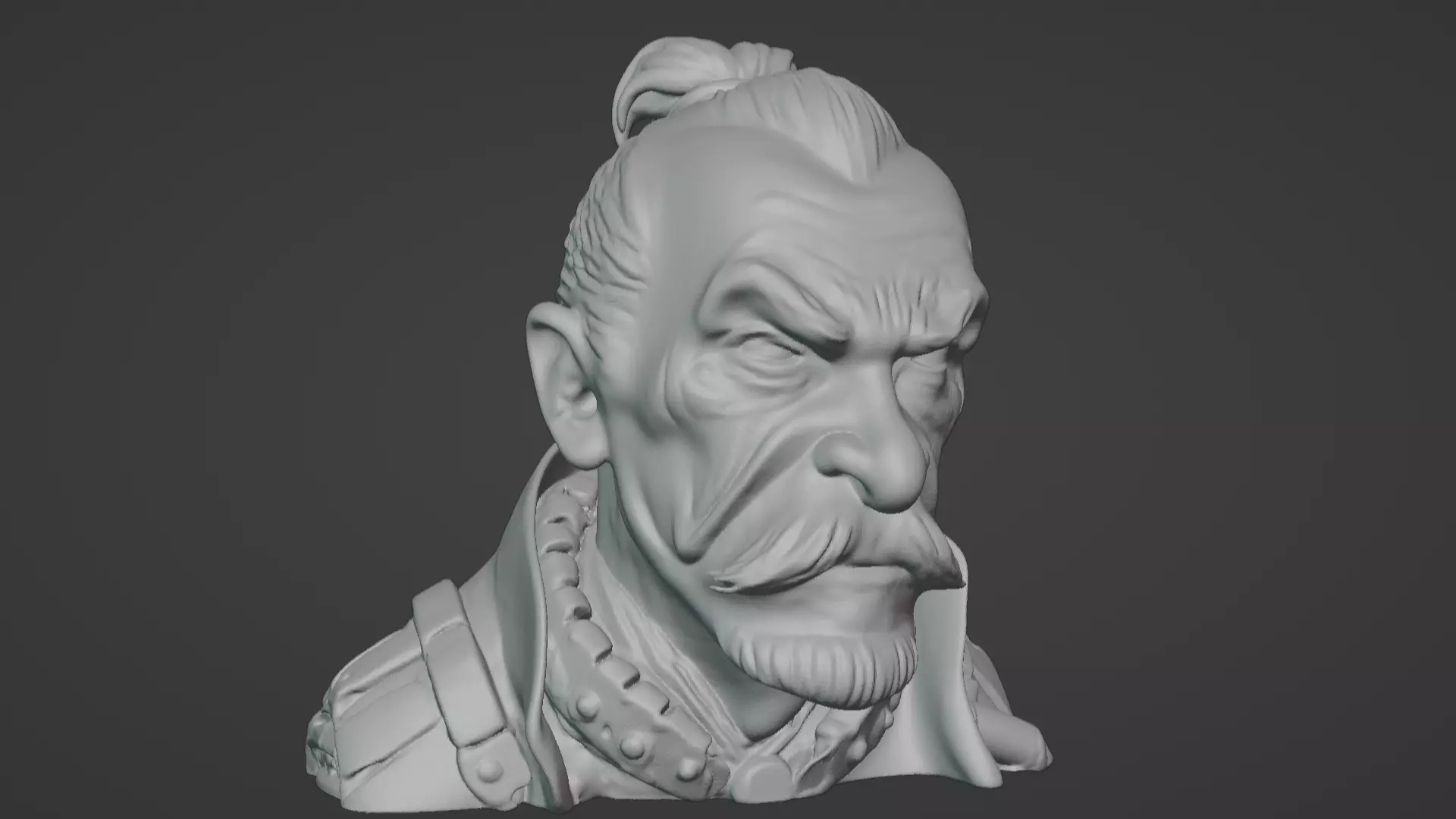 Old Samurai Master Head Bust  3D print model_6