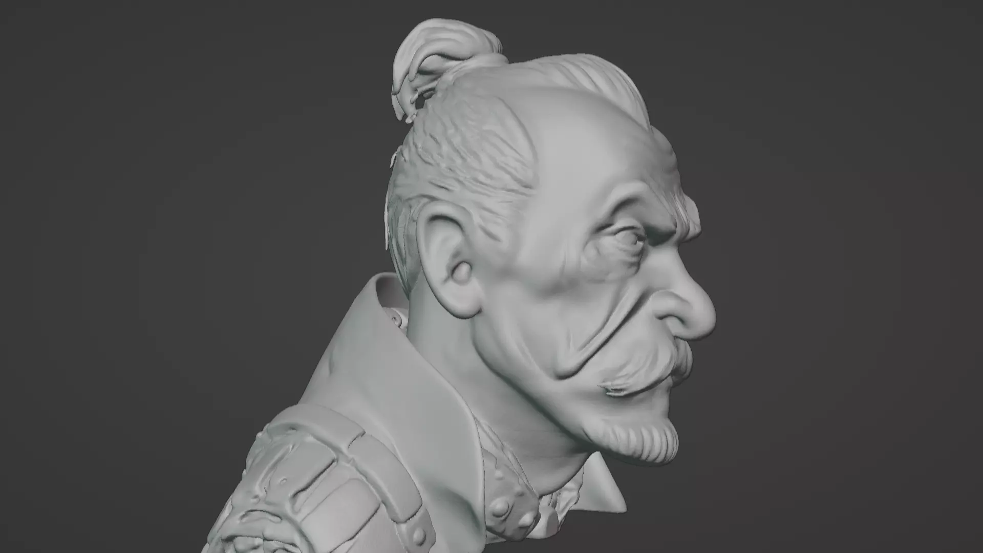 Old Samurai Master Head Bust  3D print model_17