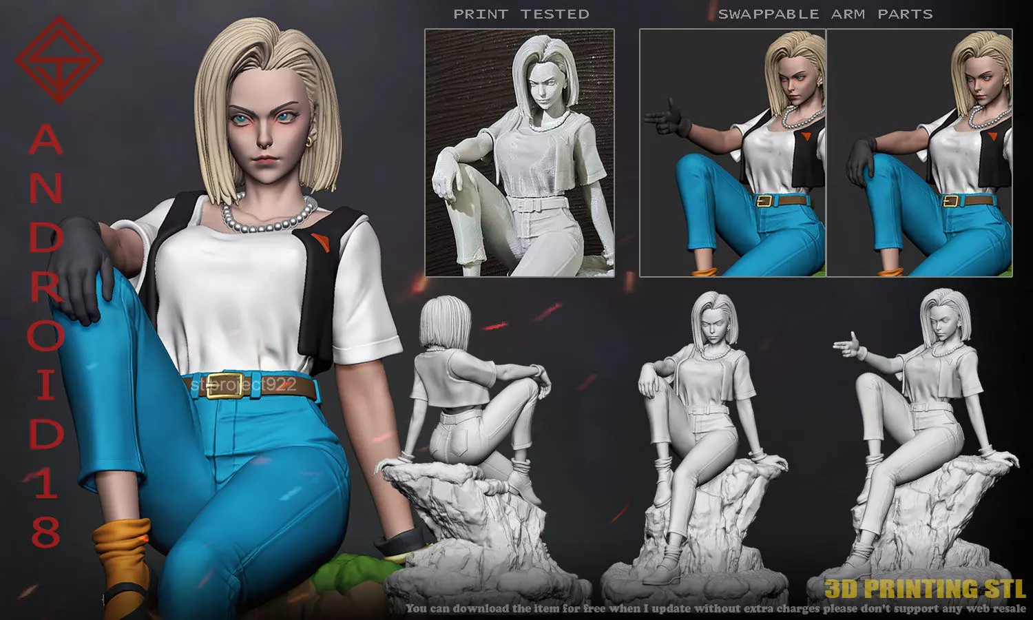 Android 18 3D print model_0