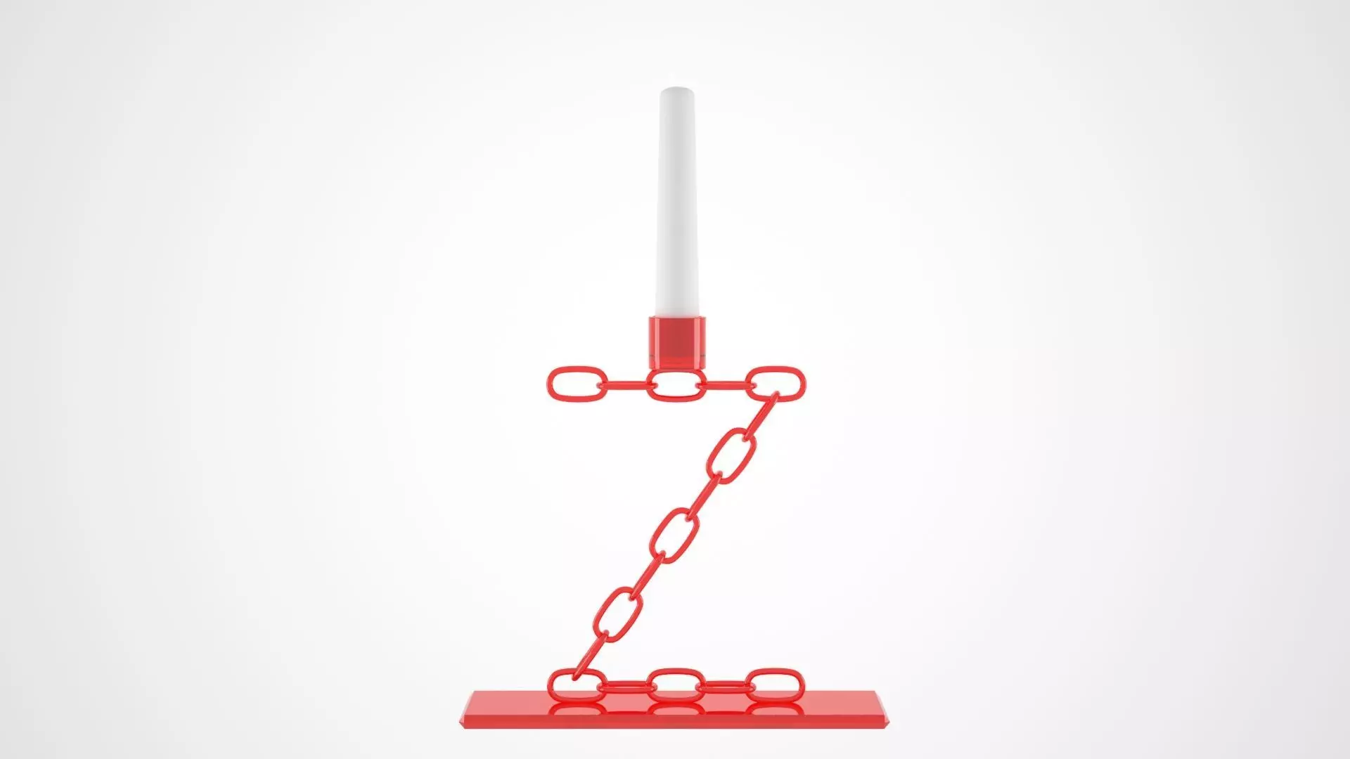 Chain Z Candleholder Red Glass Color 3D model_0