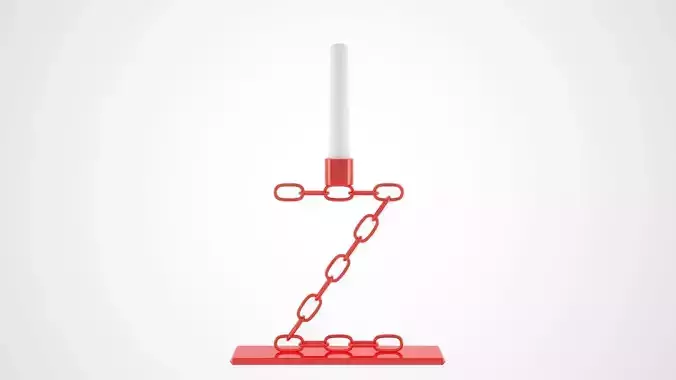 Chain Z Candleholder Red Glass Color