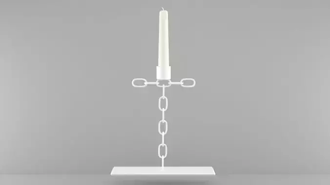 Chain T Candleholder White Color