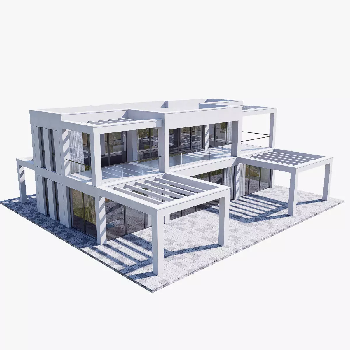 villa Low-poly 3D model_0