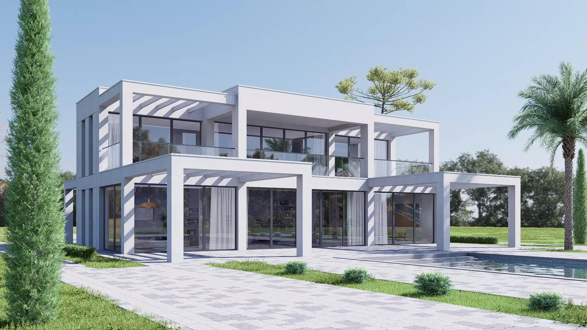 villa Low-poly 3D model_2