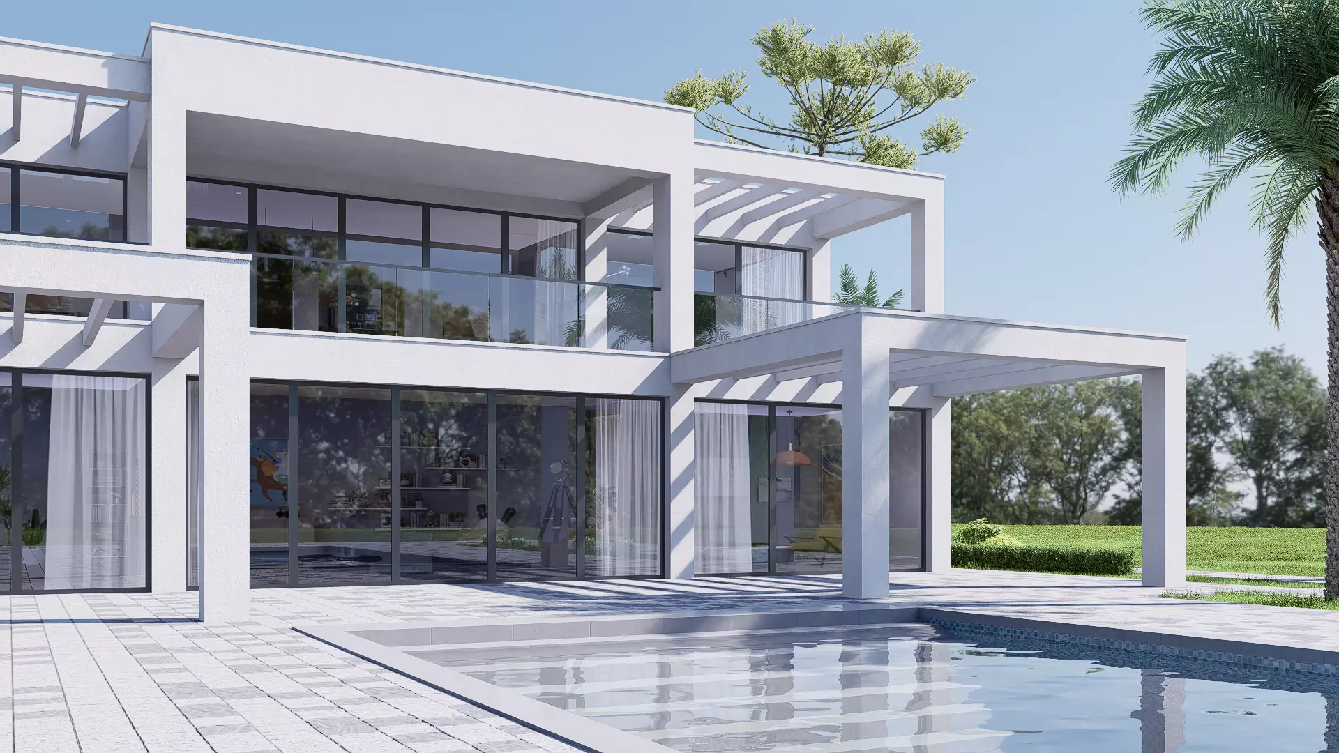 villa Low-poly 3D model_3