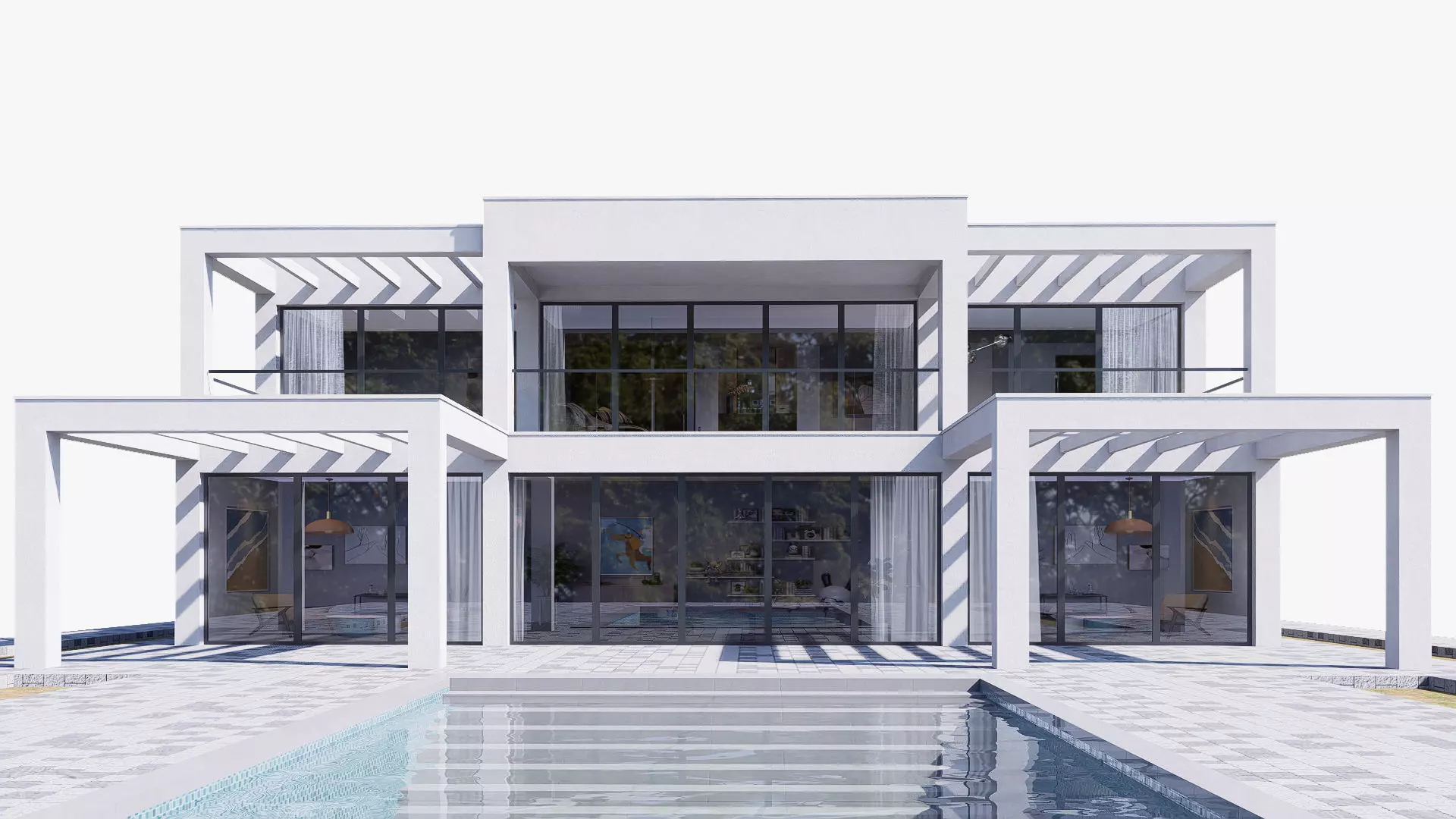 villa Low-poly 3D model_4