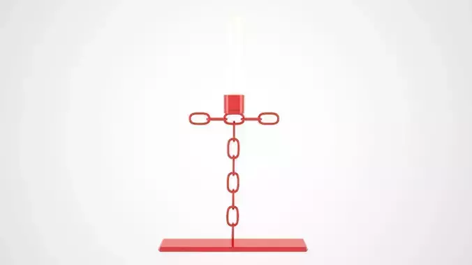 Chain T Candleholder Red Glass Color 3D model