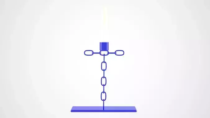 Chain T Candleholder Blue Glass Color 3D model