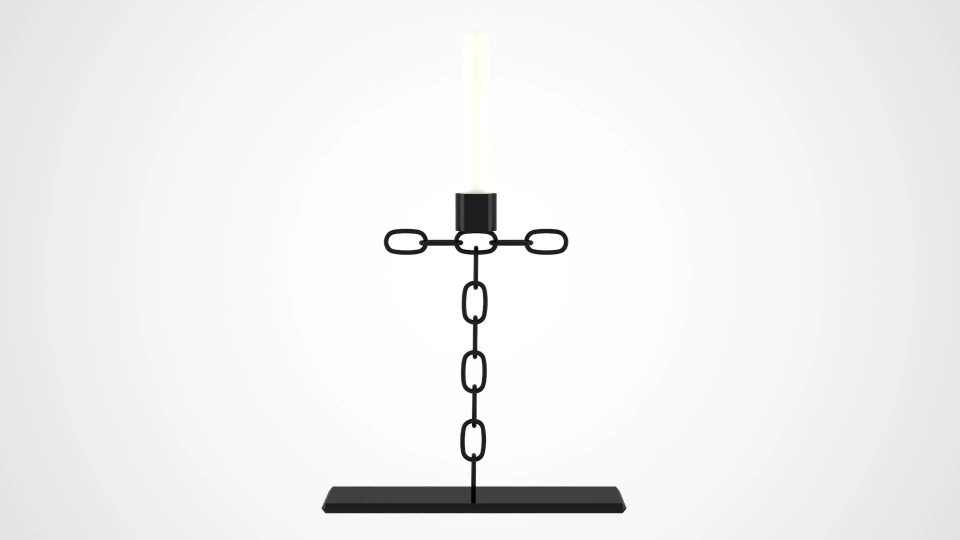 Chain T Candleholder Black Iron Color 3D model_0