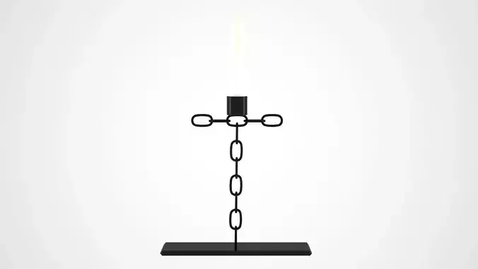 Chain T Candleholder Black Iron Color