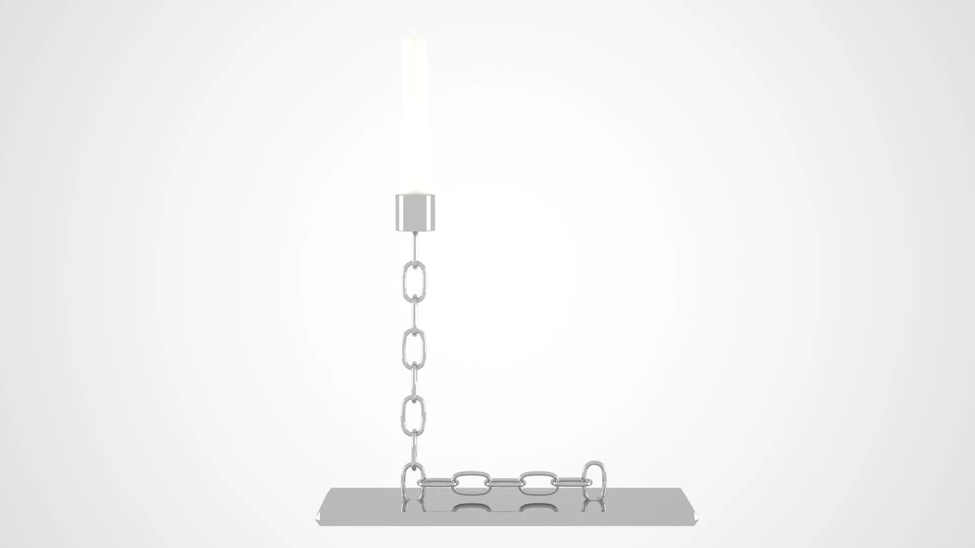 Chain L Candleholder Silver Color 3D model_0