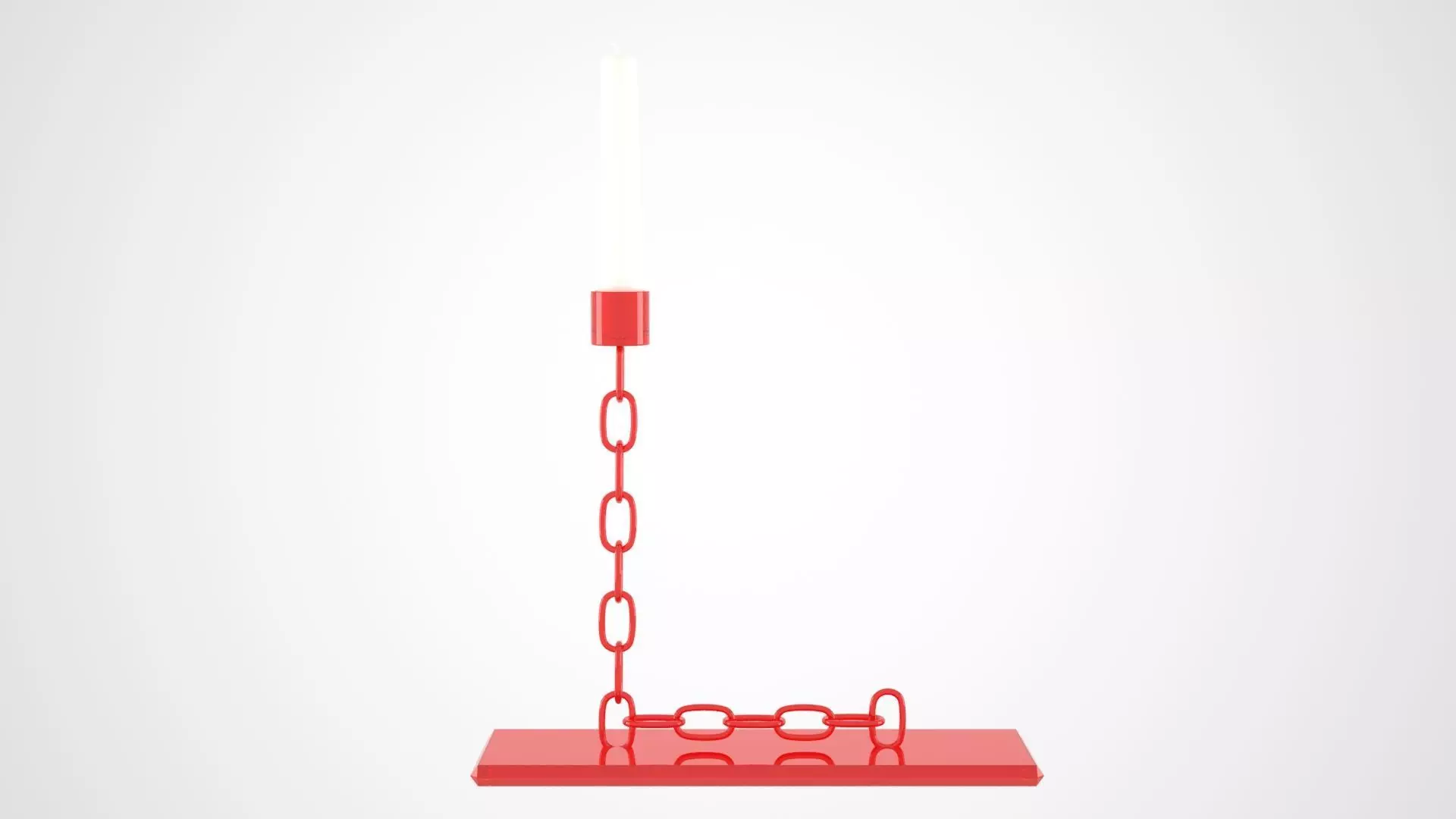 Chain L Candleholder Red Glass Color 3D model_0