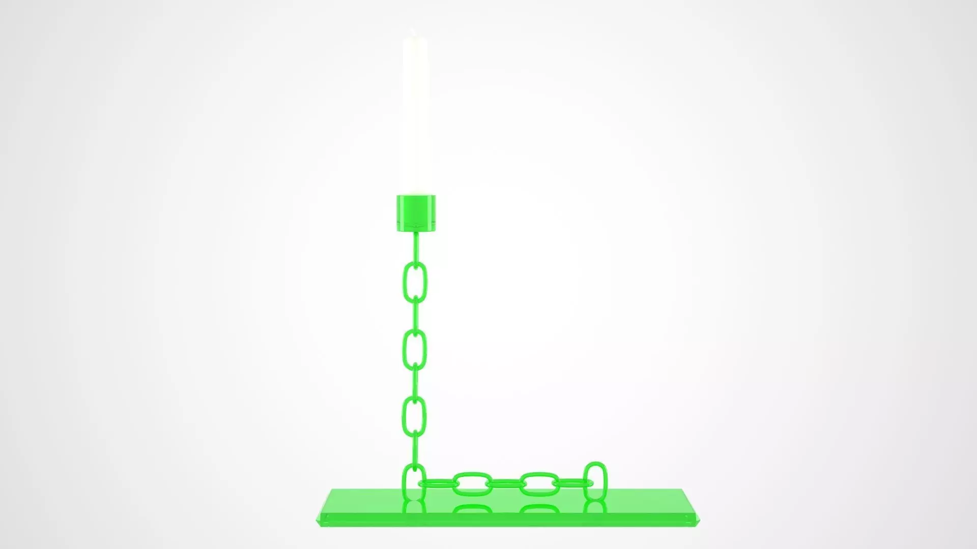 Chain L Candleholder Green Glass Color 3D model_0