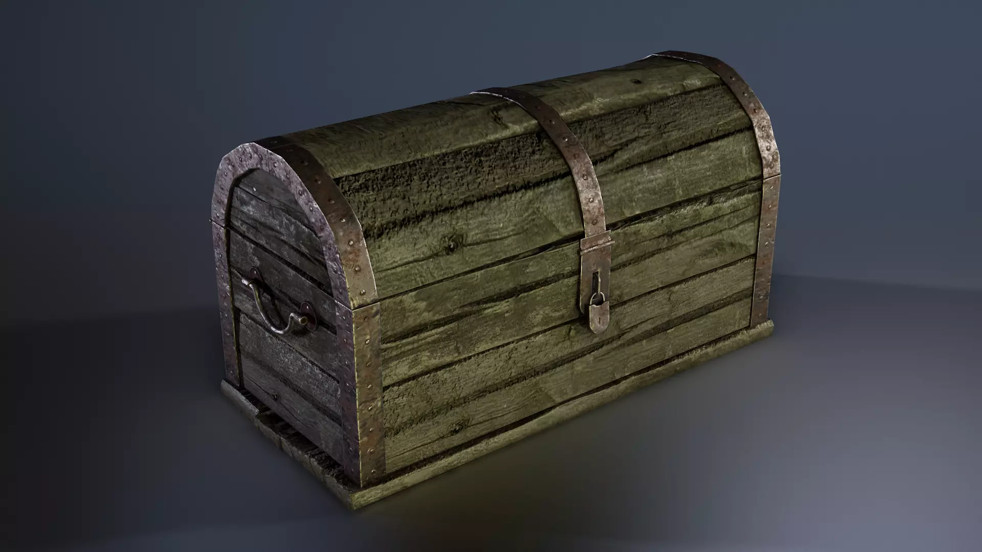 Wooden Chest Low-poly 3D model_0