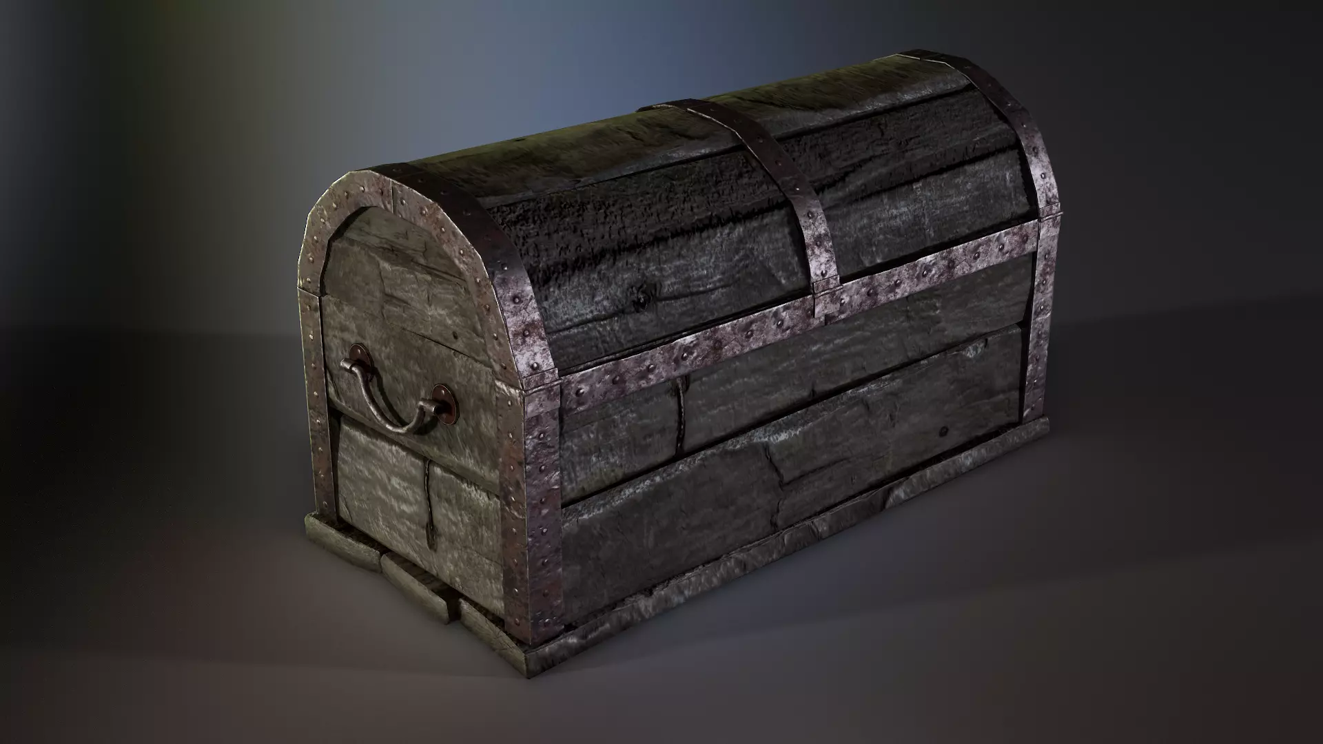 Wooden Chest Low-poly 3D model_1