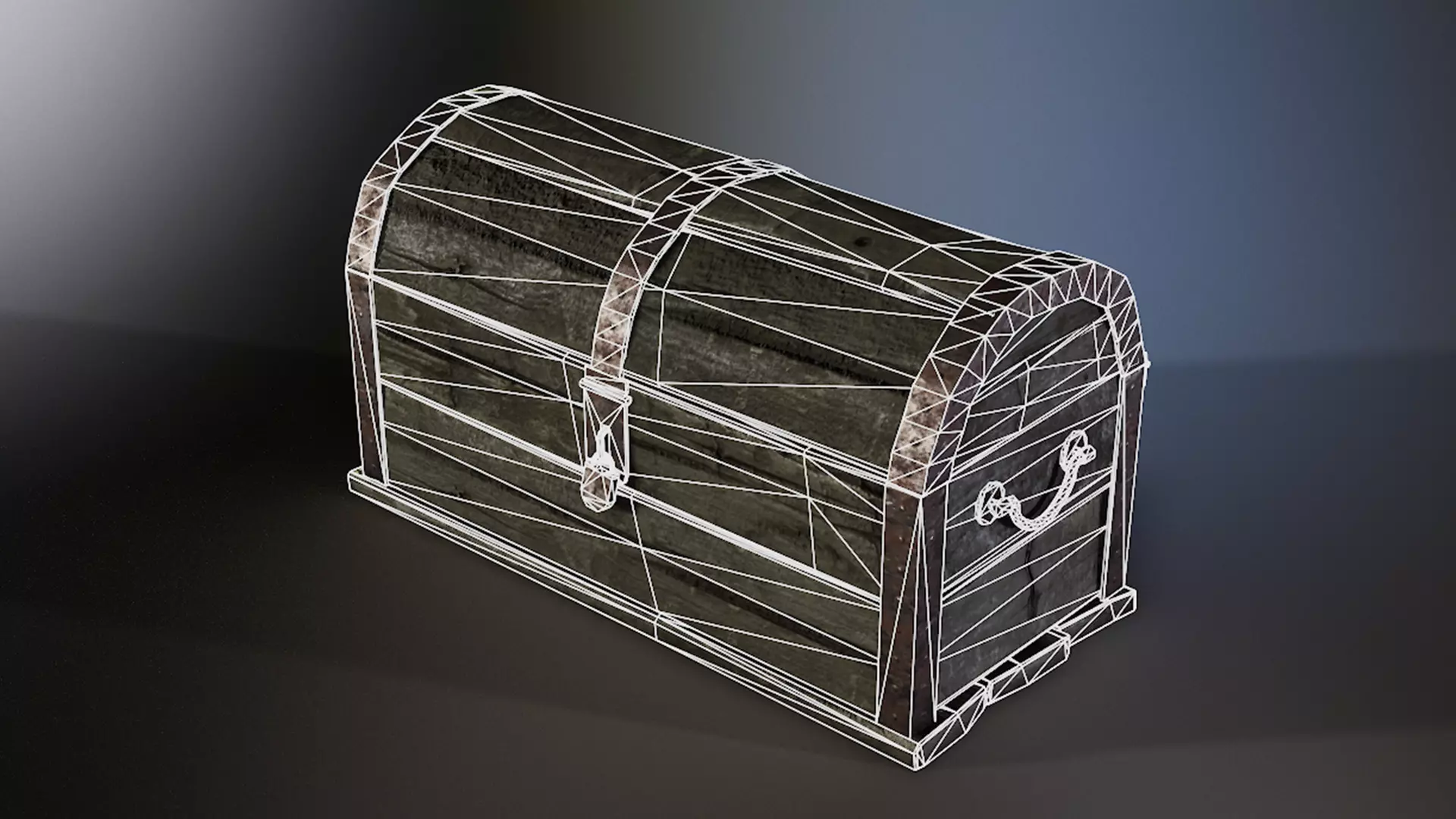 Wooden Chest Low-poly 3D model_6