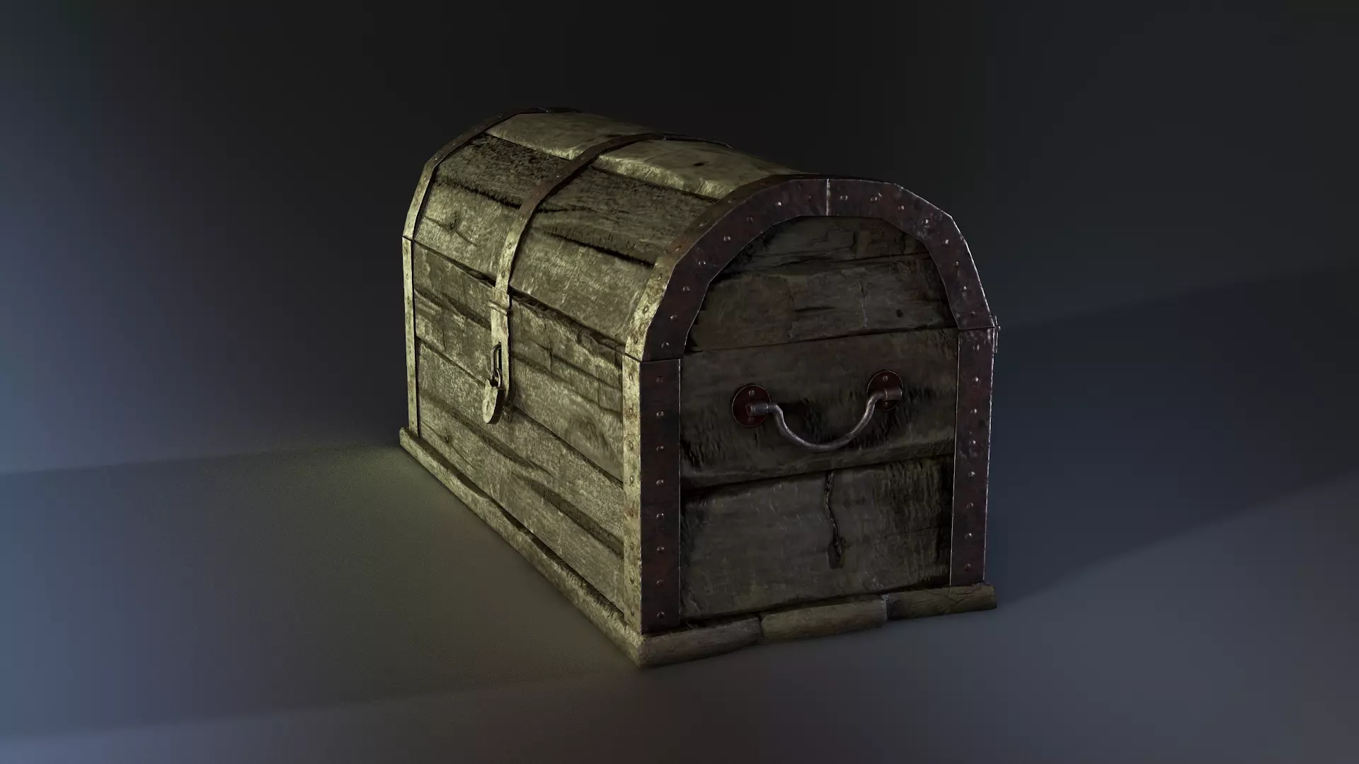 Wooden Chest Low-poly 3D model_3