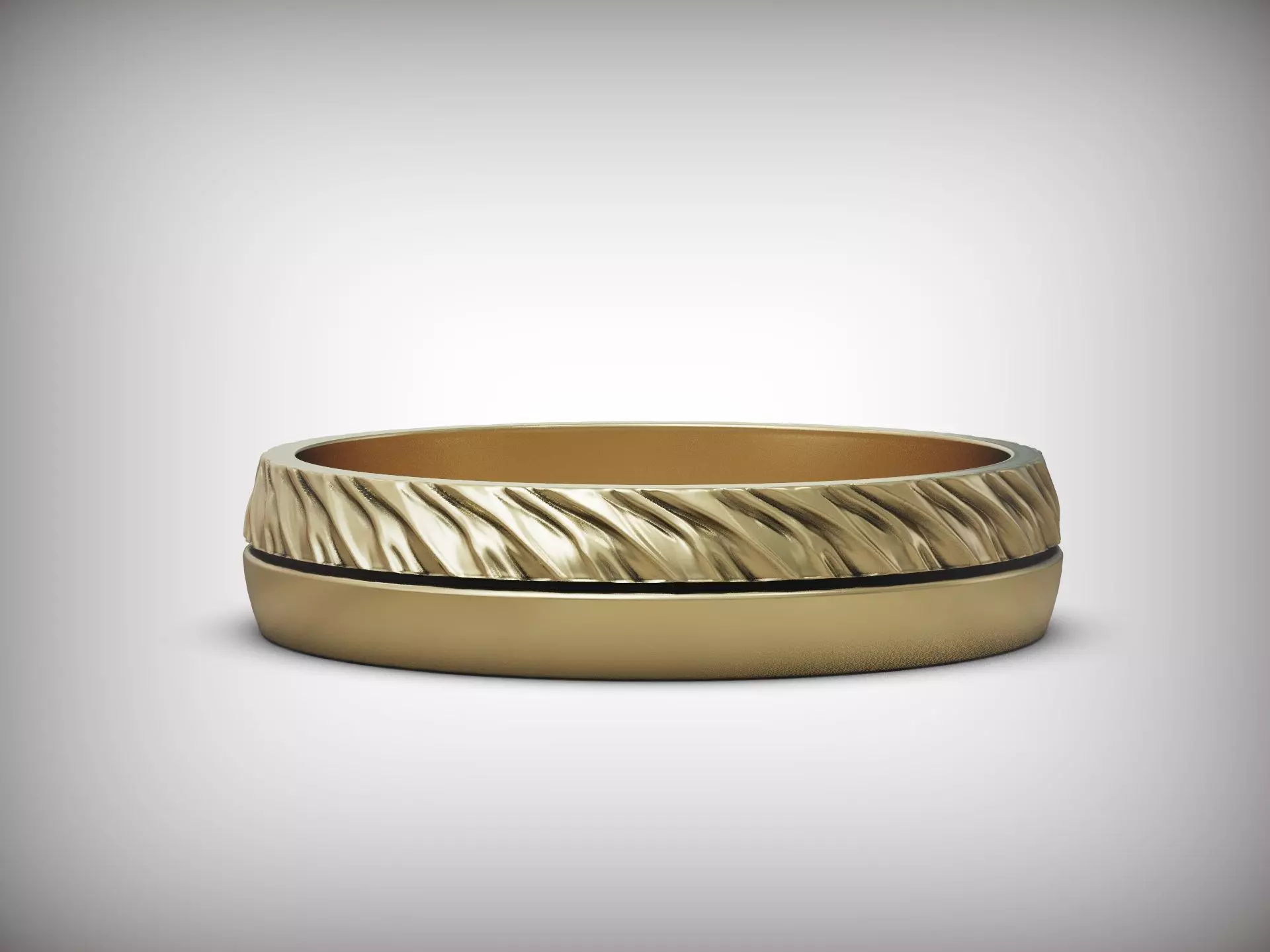 Wedding ring two halfs twisted form polished finishing 3D print model_15