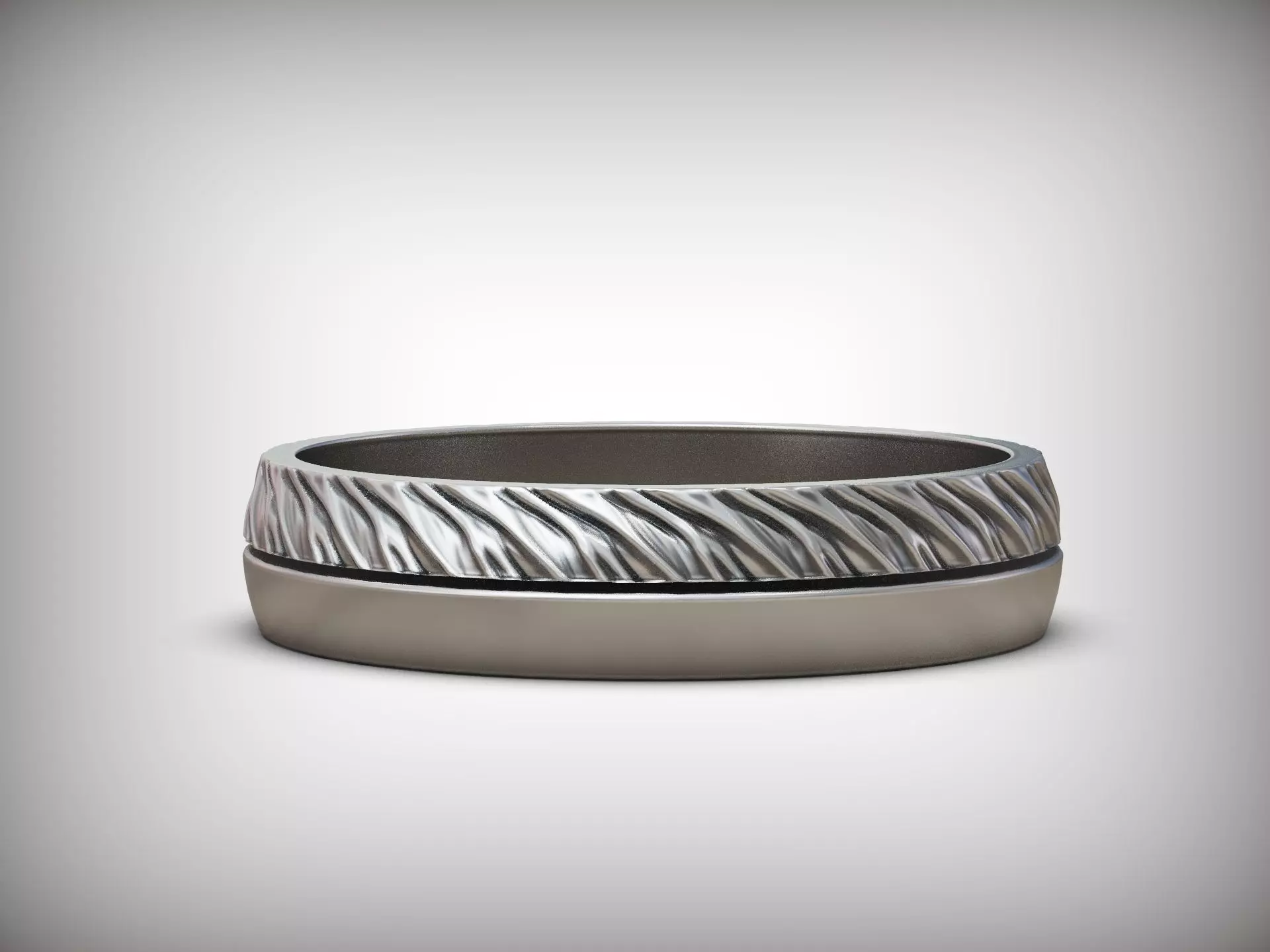 Wedding ring two halfs twisted form polished finishing 3D print model_14