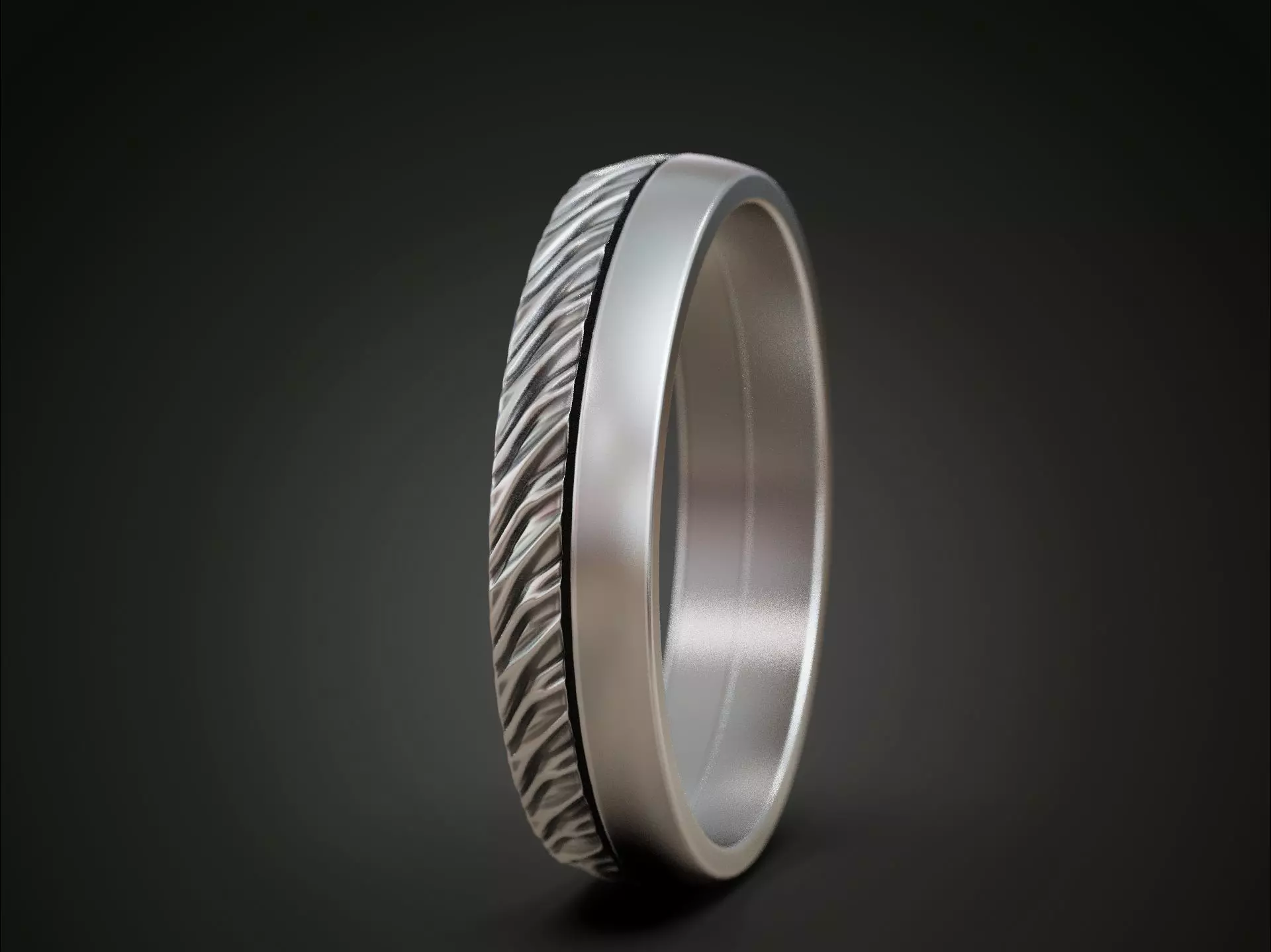 Wedding ring two halfs twisted form polished finishing 3D print model_7