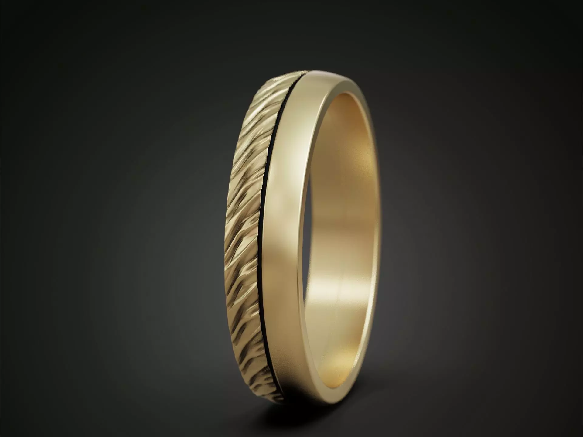 Wedding ring two halfs twisted form polished finishing 3D print model_2