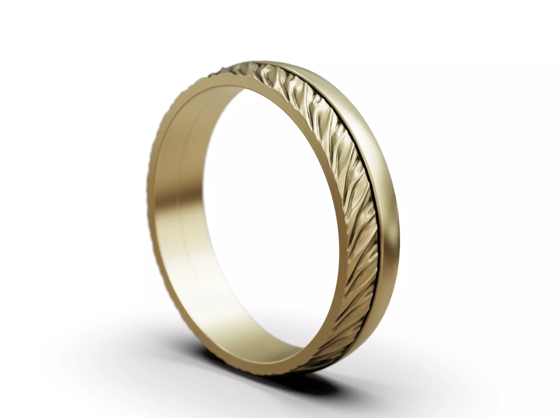 Wedding ring two halfs twisted form polished finishing 3D print model_9