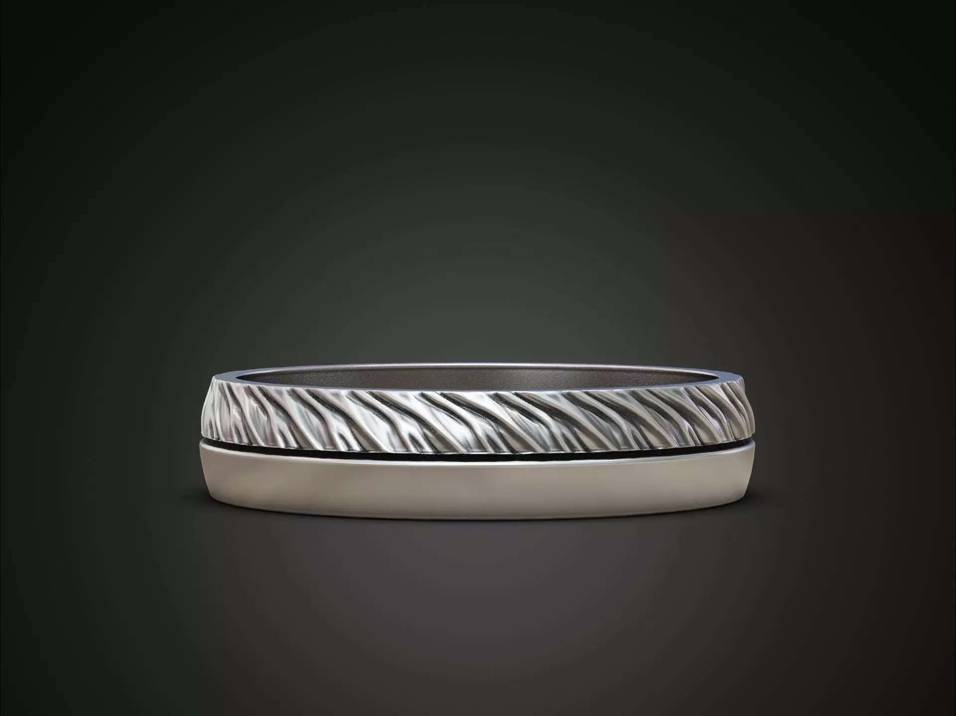 Wedding ring two halfs twisted form polished finishing 3D print model_6