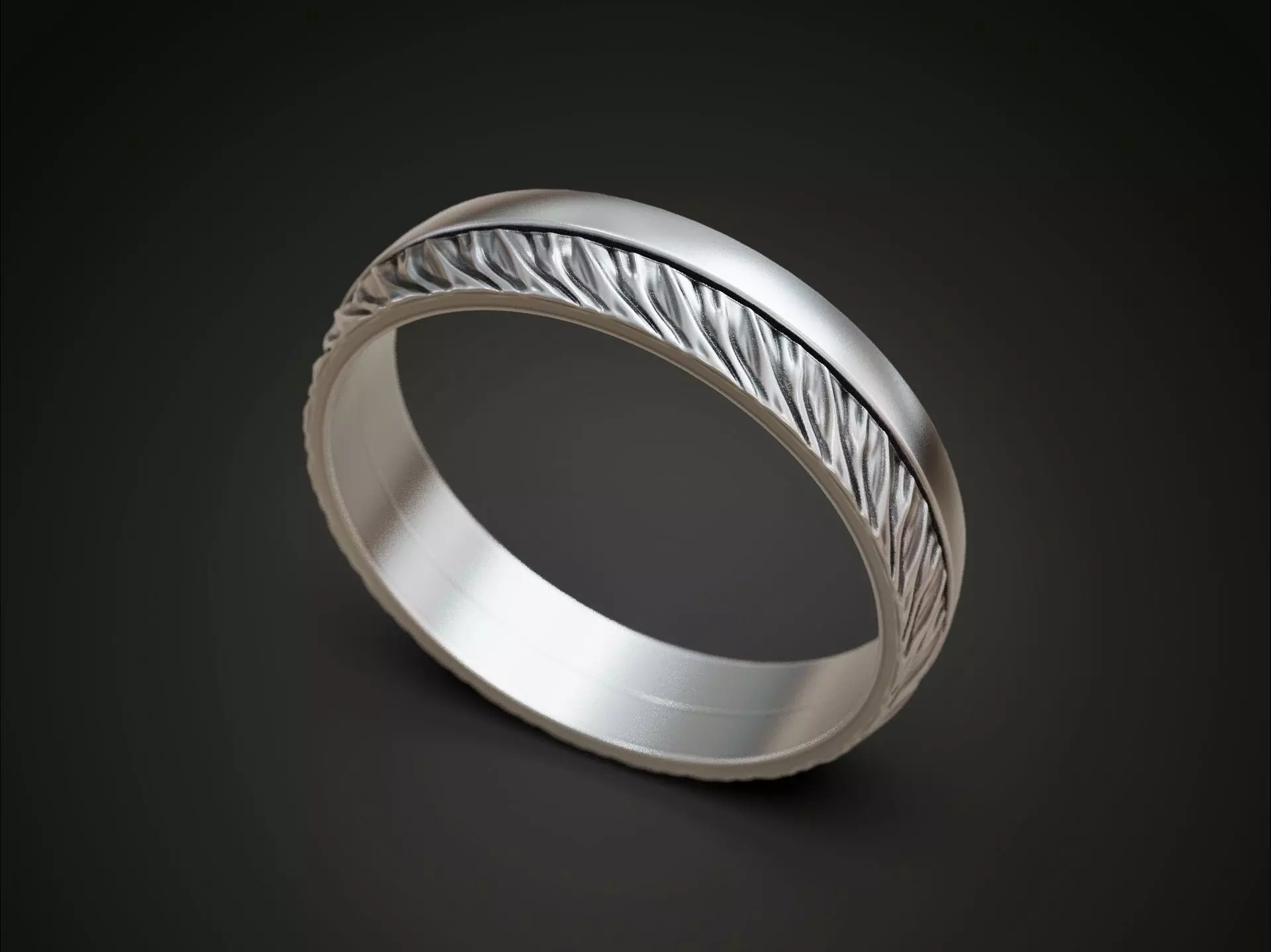Wedding ring two halfs twisted form polished finishing 3D print model_3