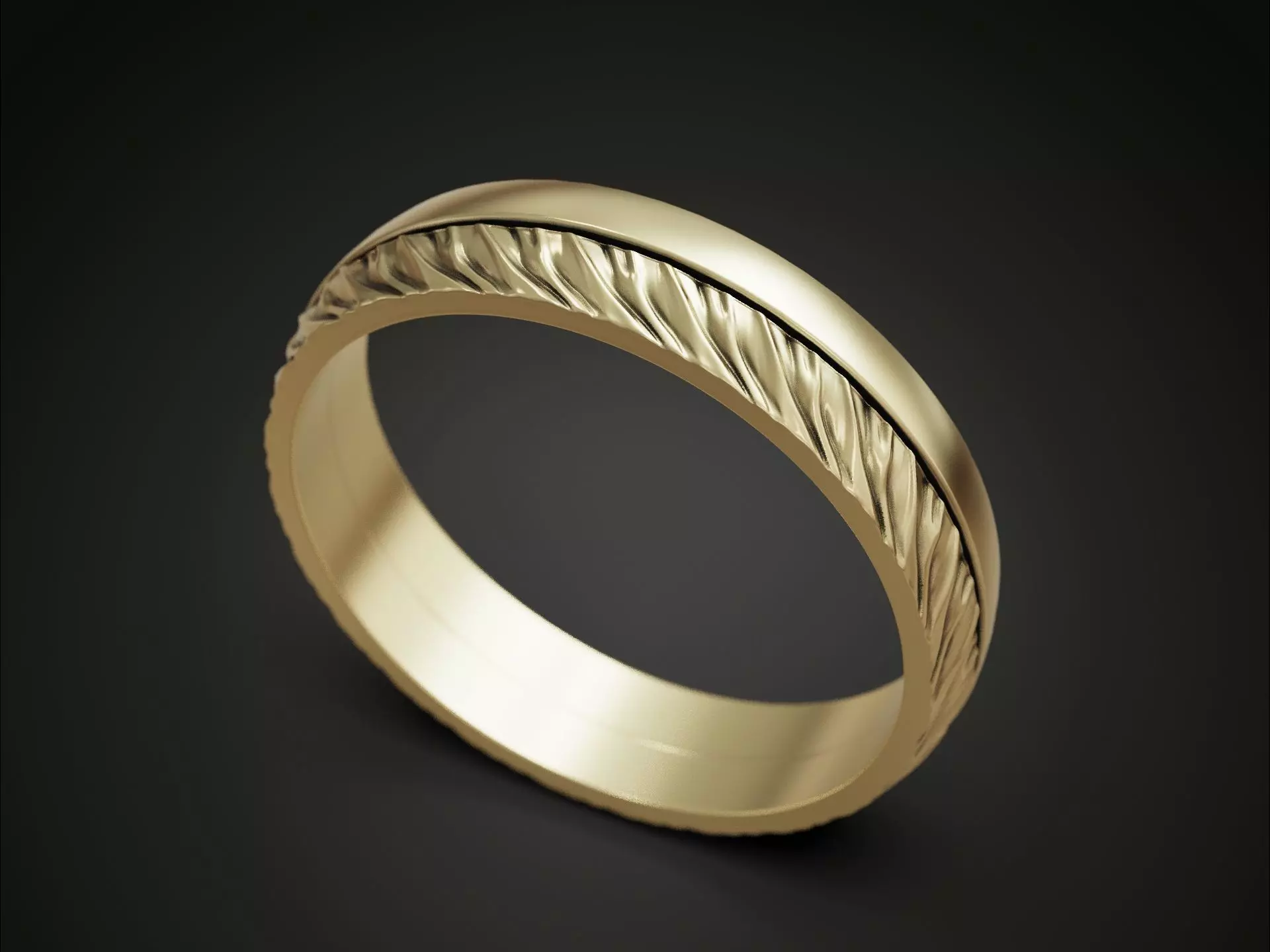 Wedding ring two halfs twisted form polished finishing 3D print model_0