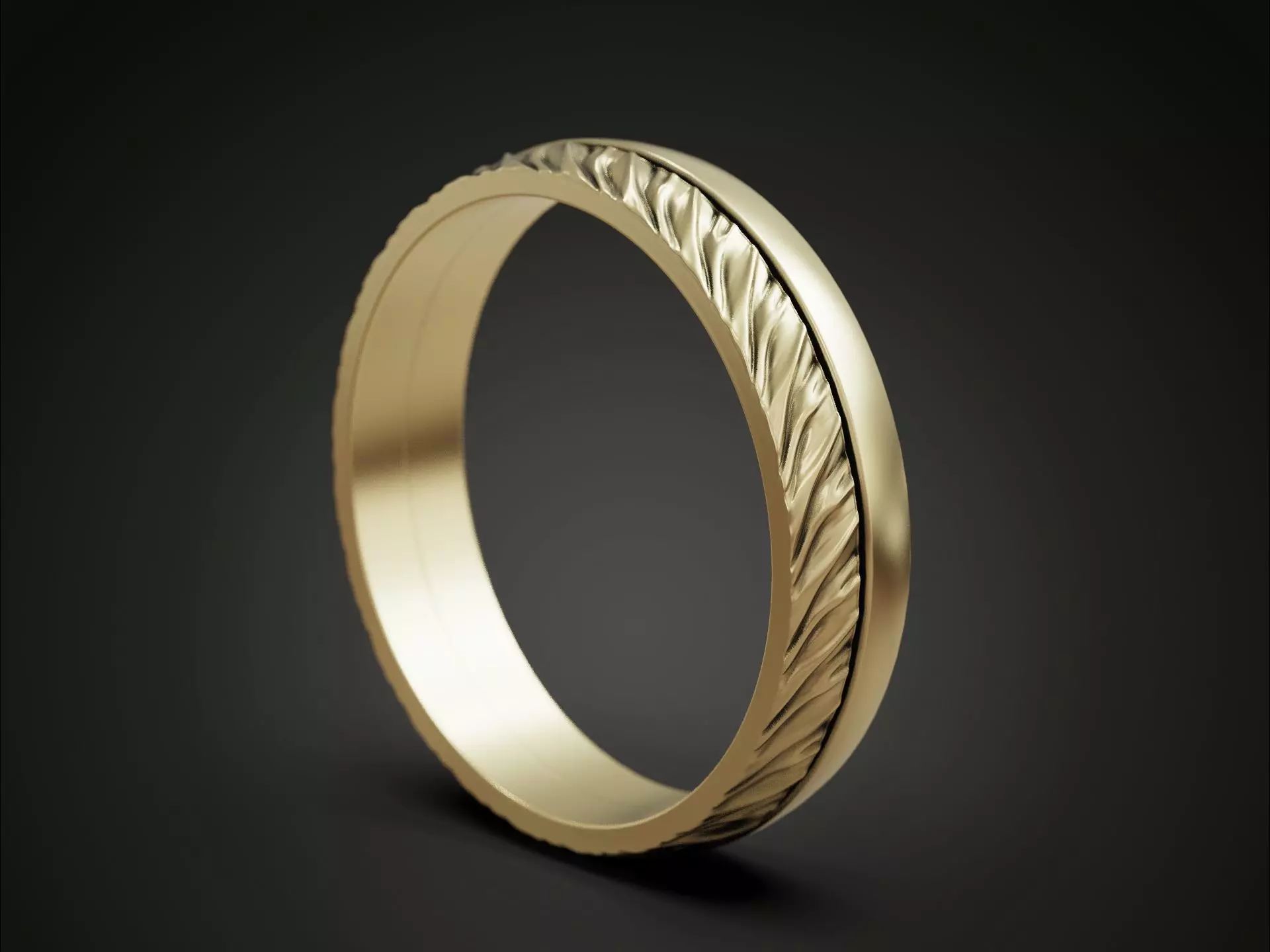 Wedding ring two halfs twisted form polished finishing 3D print model_4