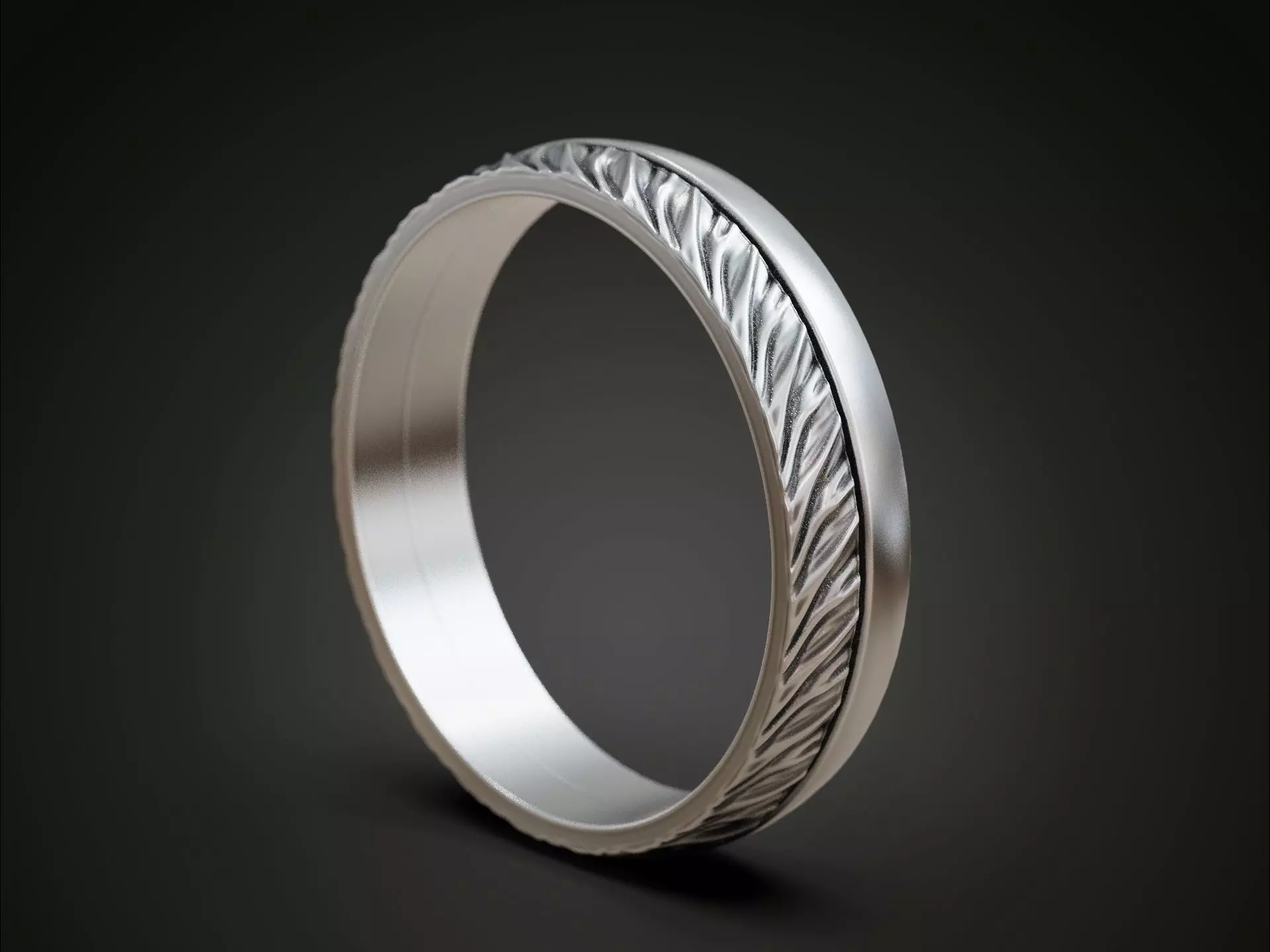 Wedding ring two halfs twisted form polished finishing 3D print model_1