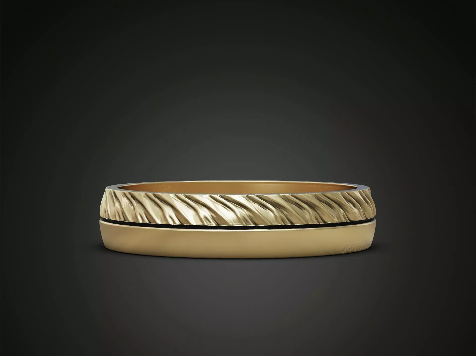 Wedding ring two halfs twisted form polished finishing 3D print model_5